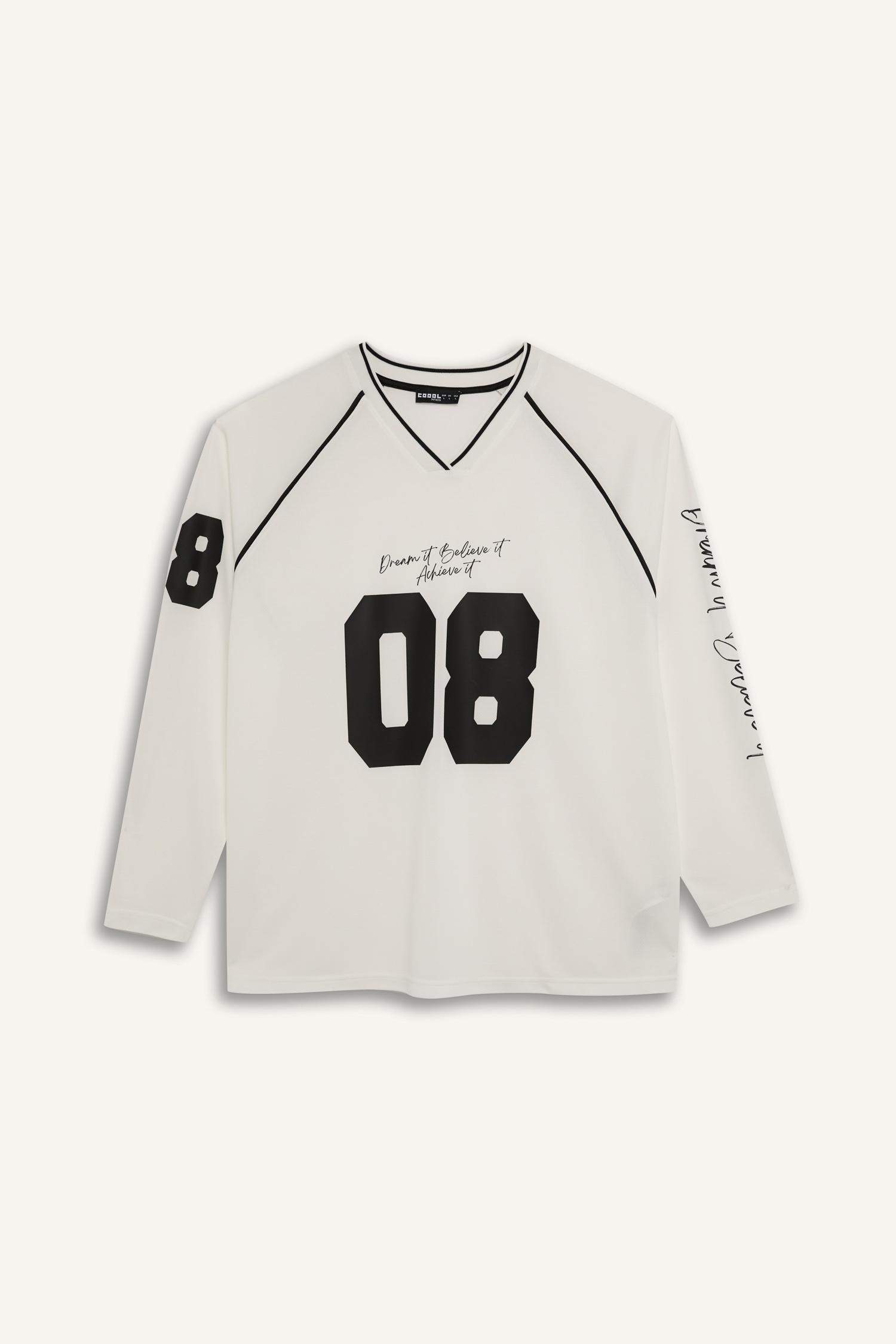 Oversize Fit V-Neck Printed T-Shirt