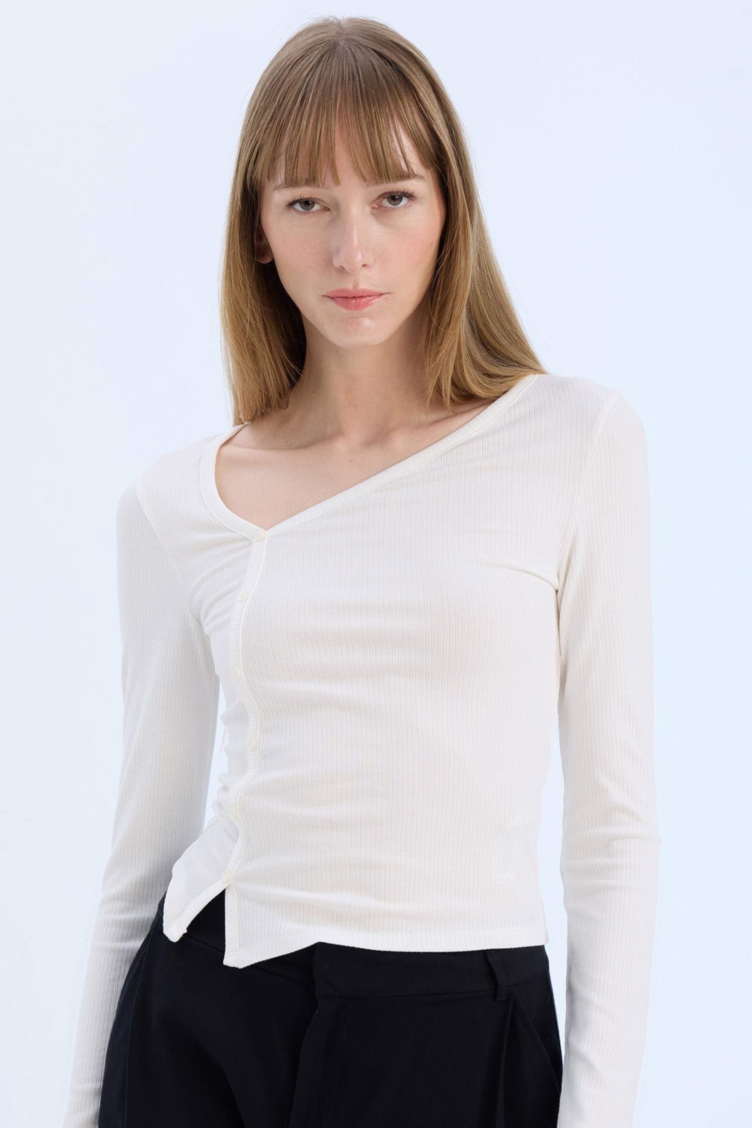 Slim Fit Блузка с длинными рукавами