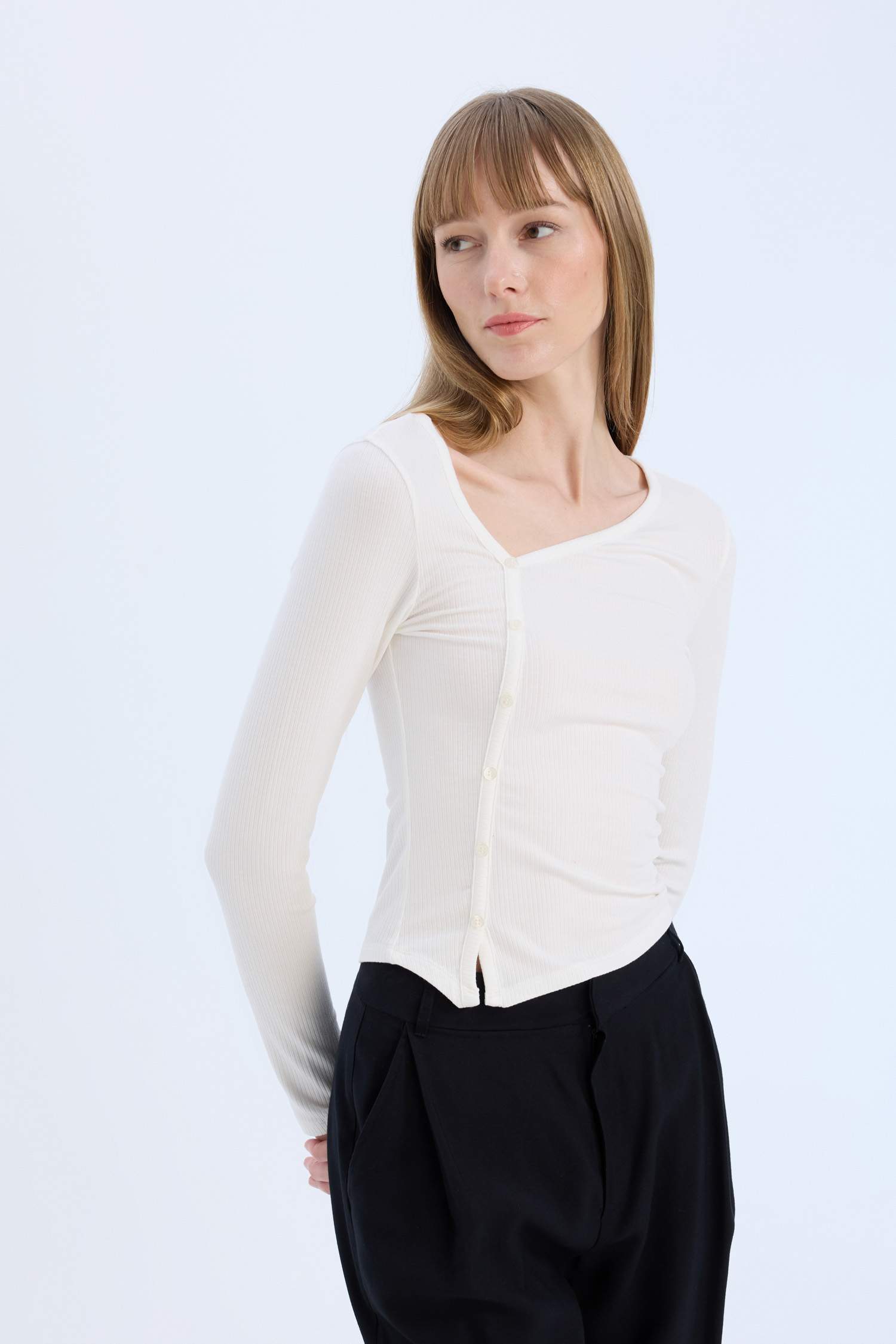 Slim Fit Блузка с длинными рукавами