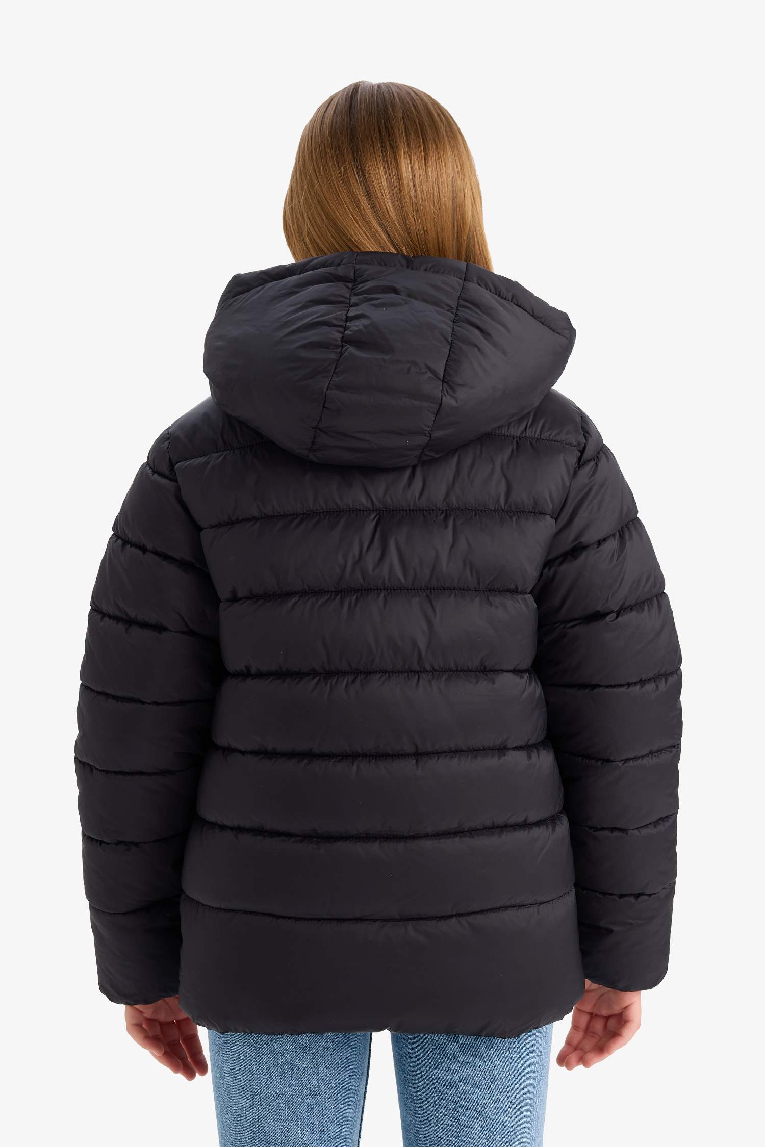 Kız Çocuk Su Geçirmez Kapüşonlu Fermuarlı Şişme Mont