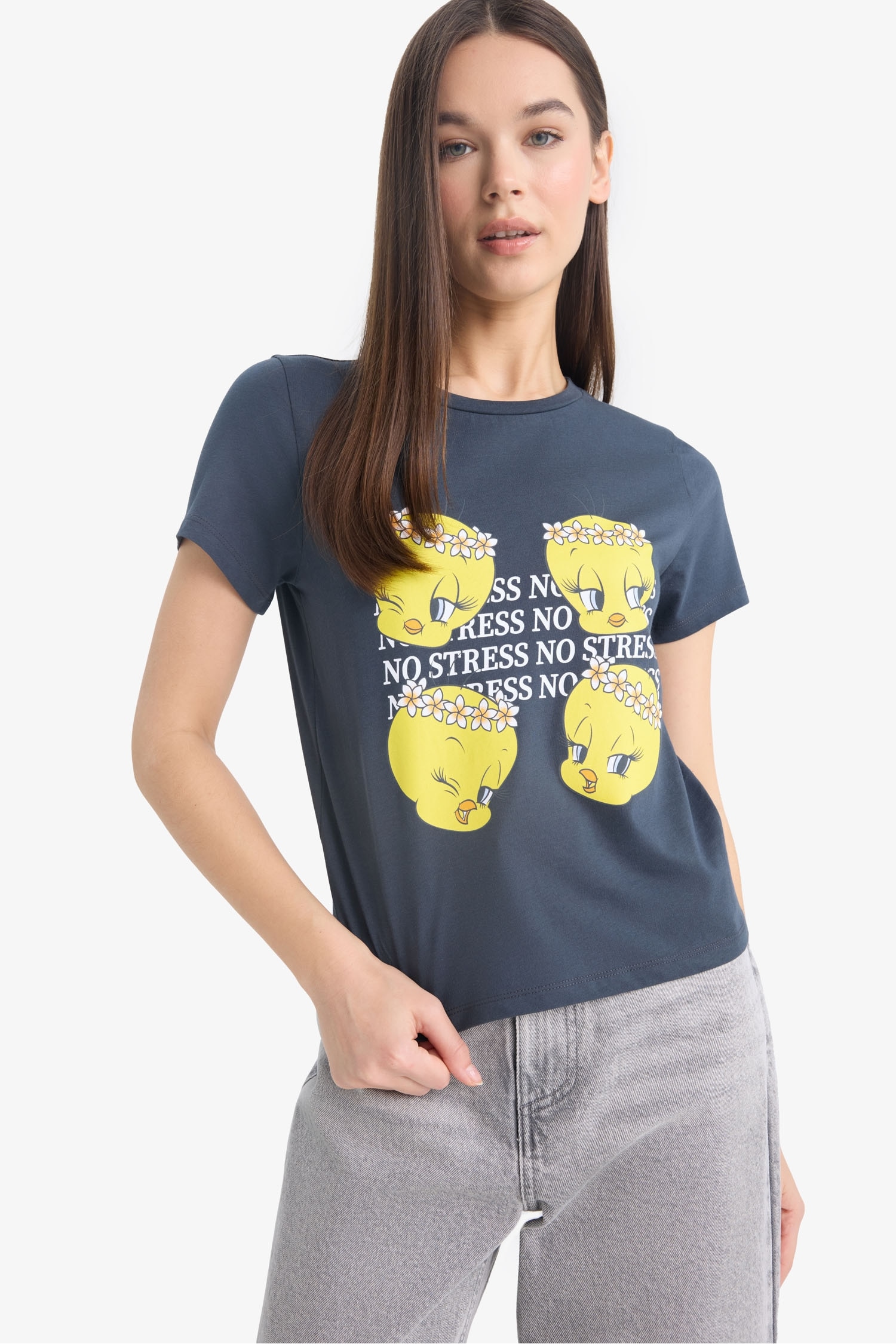 Looney Tunes Regular Fit Bisiklet Yaka Baskılı Kısa Kollu Tişört