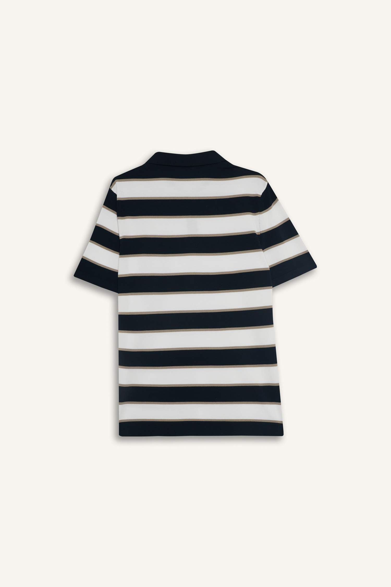 Standart Fit Polo Yaka Çizgili Kısa Kollu Triko Tişört