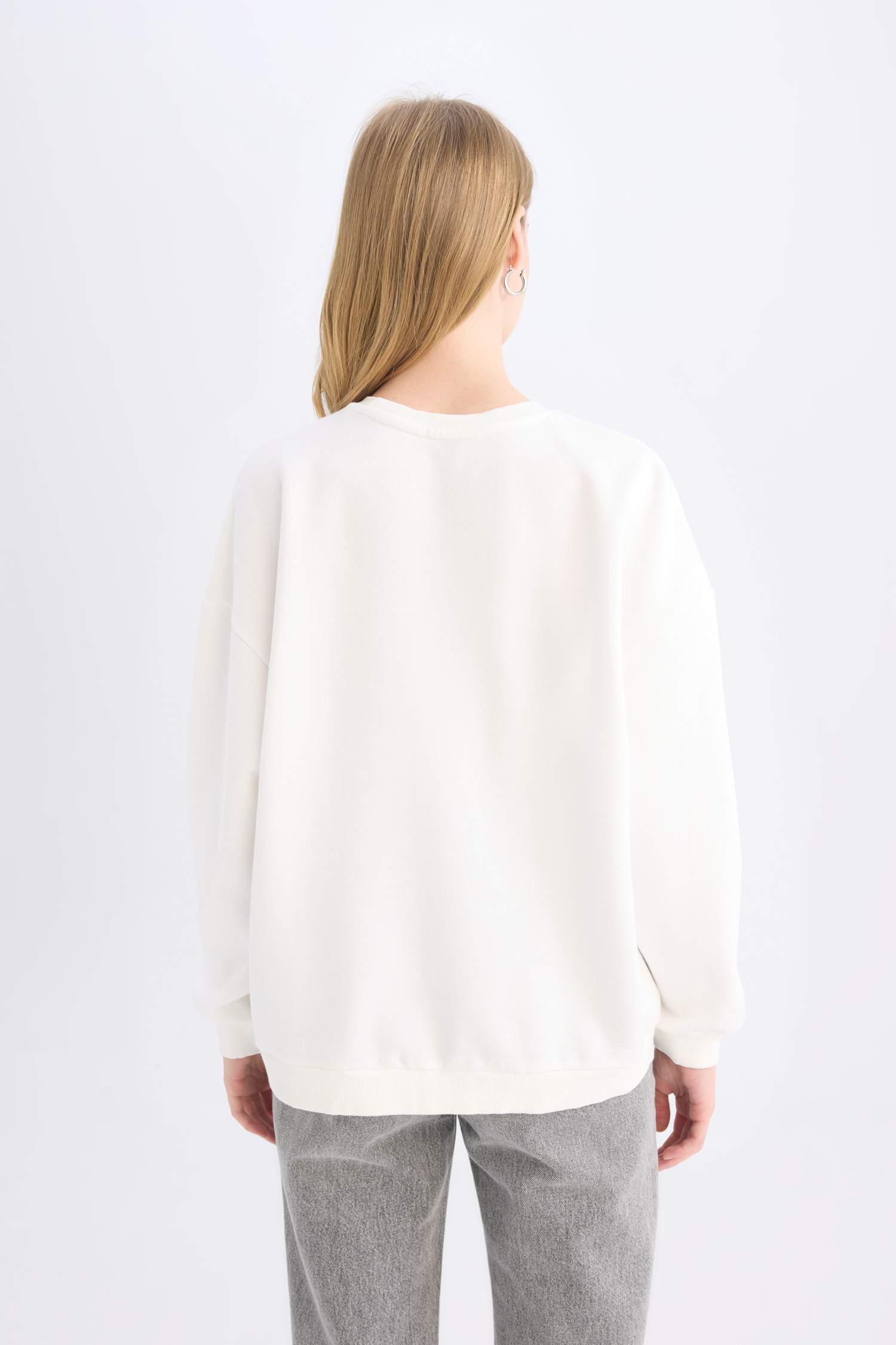 Oversize Geniş Kalıp Bisiklet Yaka Atatürk Baskılı Sweatshirt