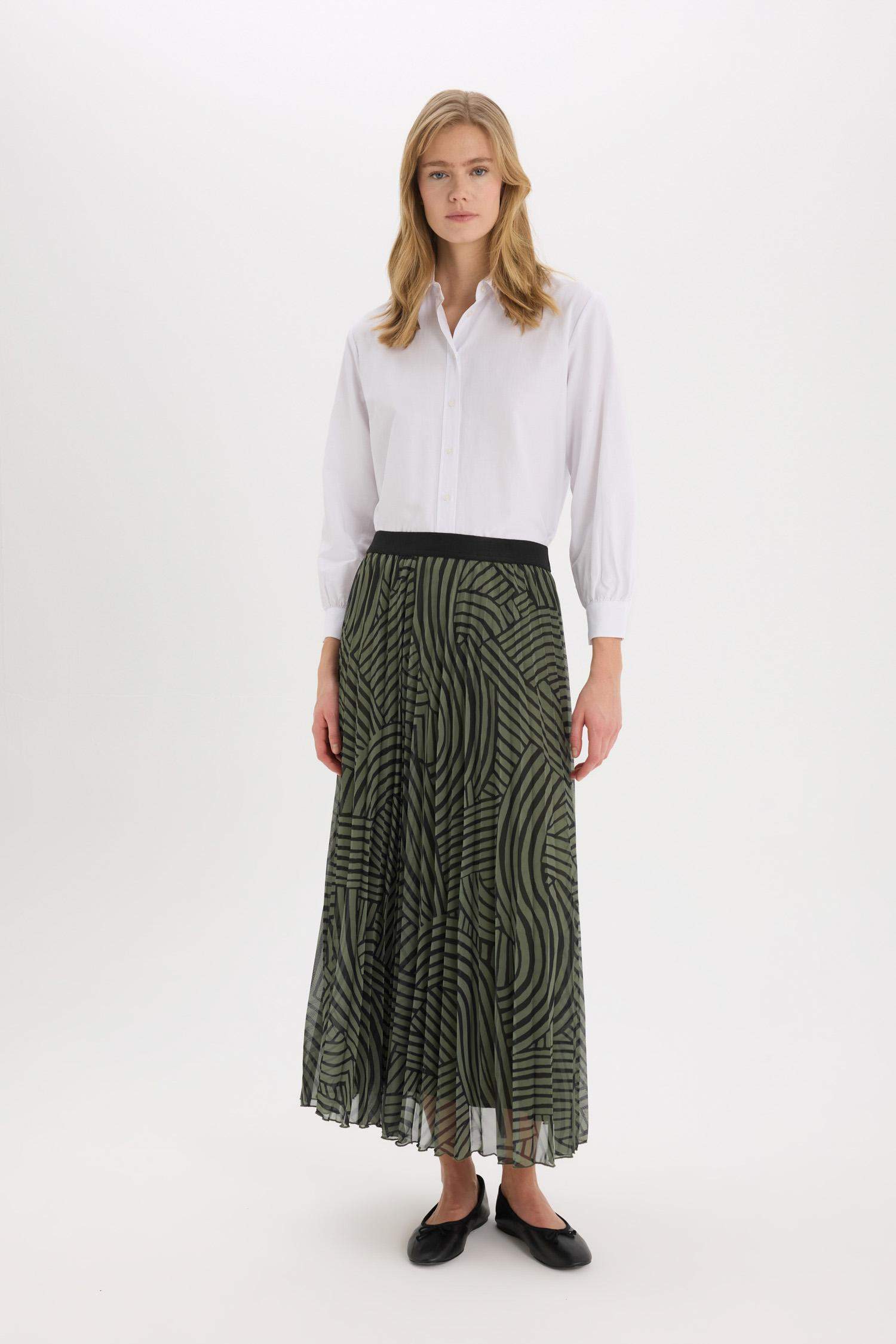 Pleat Printed Chiffon Maxi Skirt