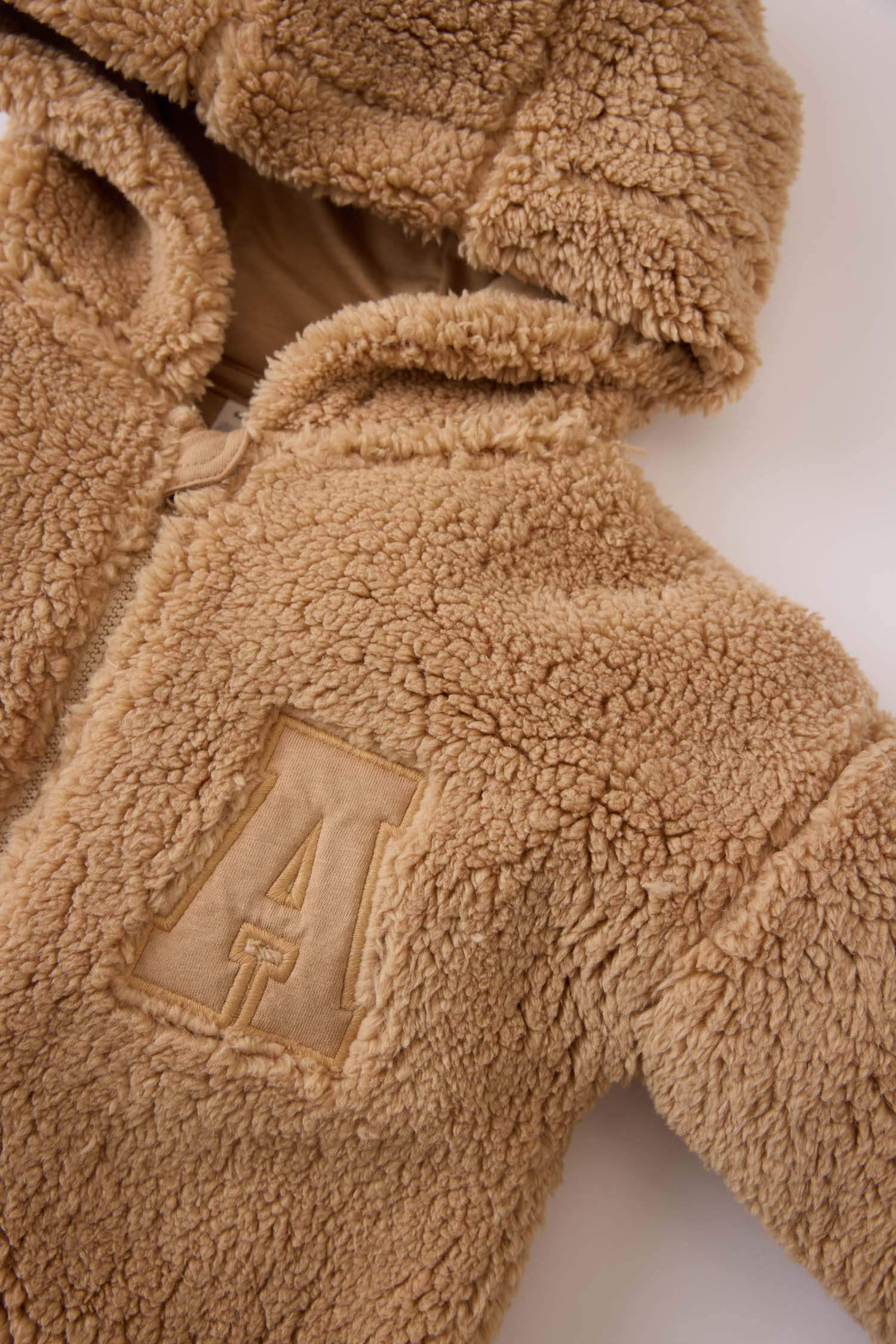 Baby Boy Regular Fit Hooded Slogan Patterned Zippered Plush Cardigan