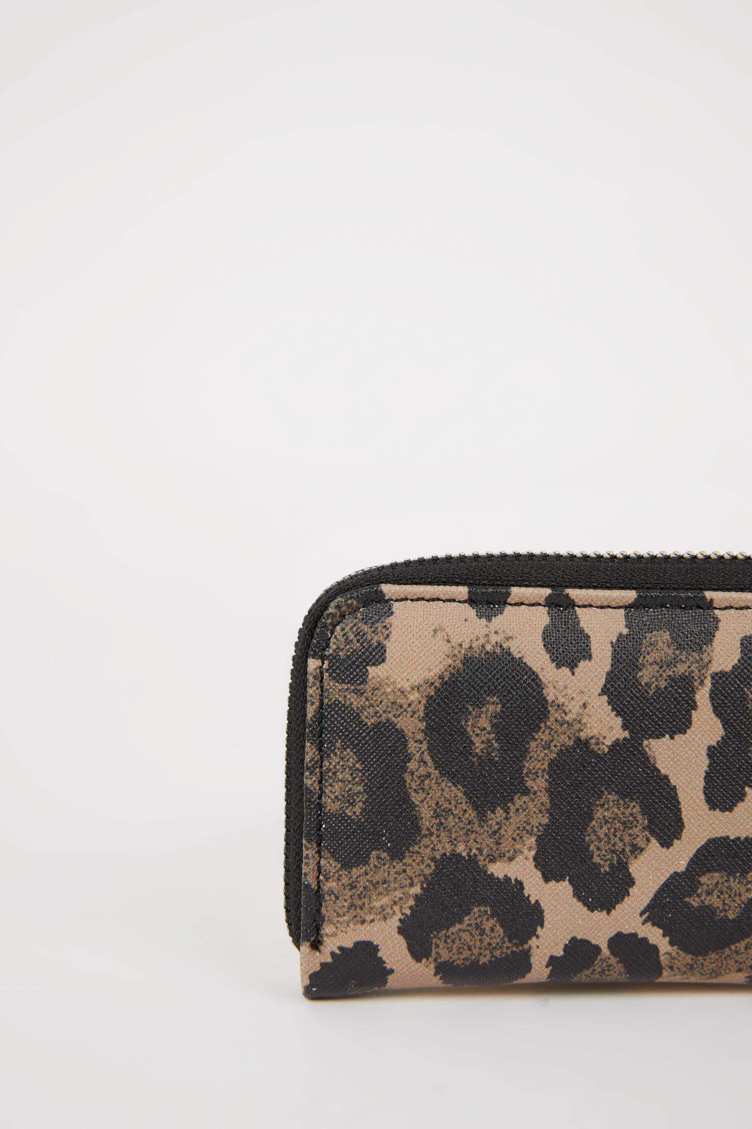 Женский кошелек для мелочи с леопардовым рисунком