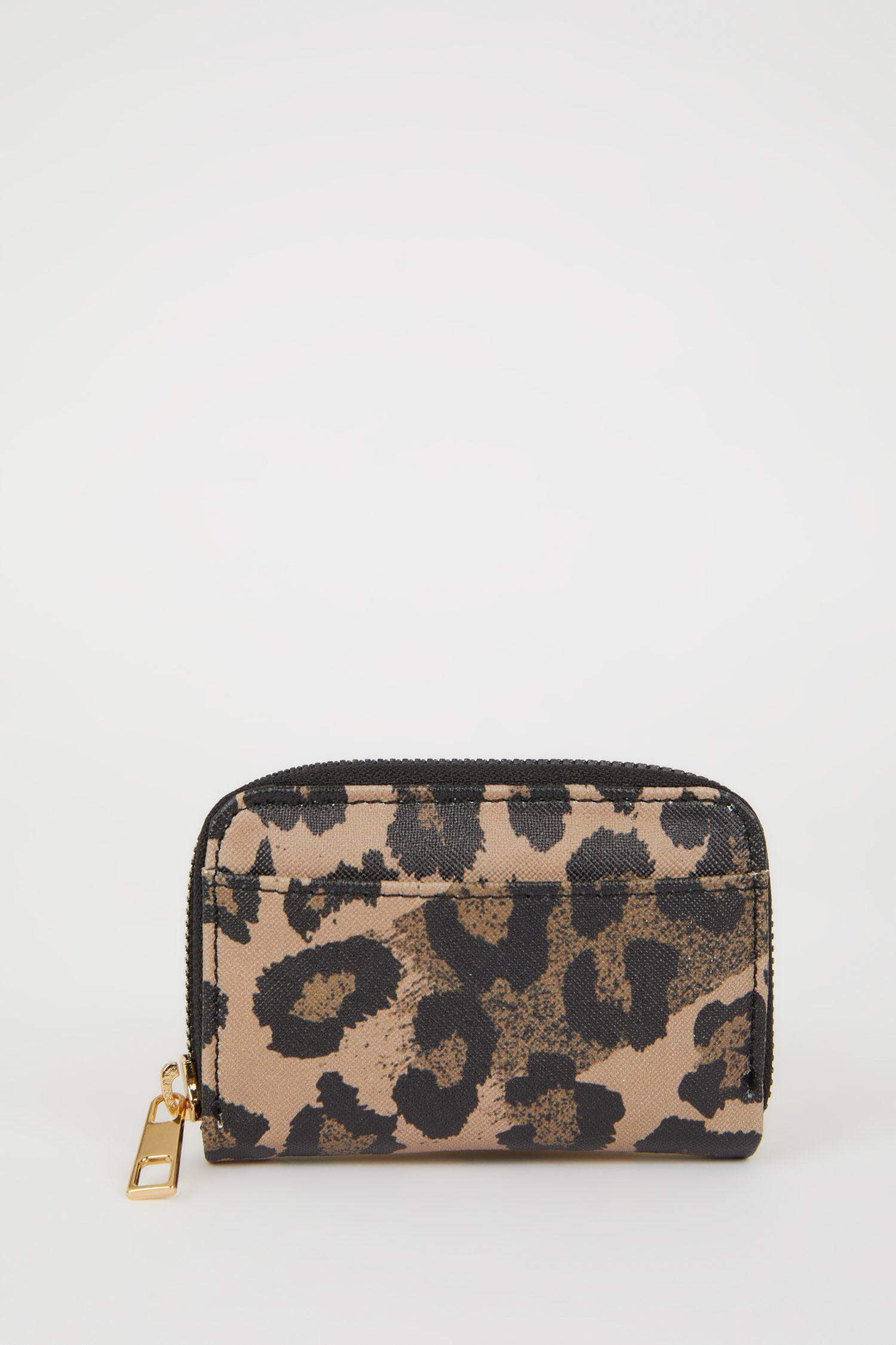 Женский кошелек для мелочи с леопардовым рисунком