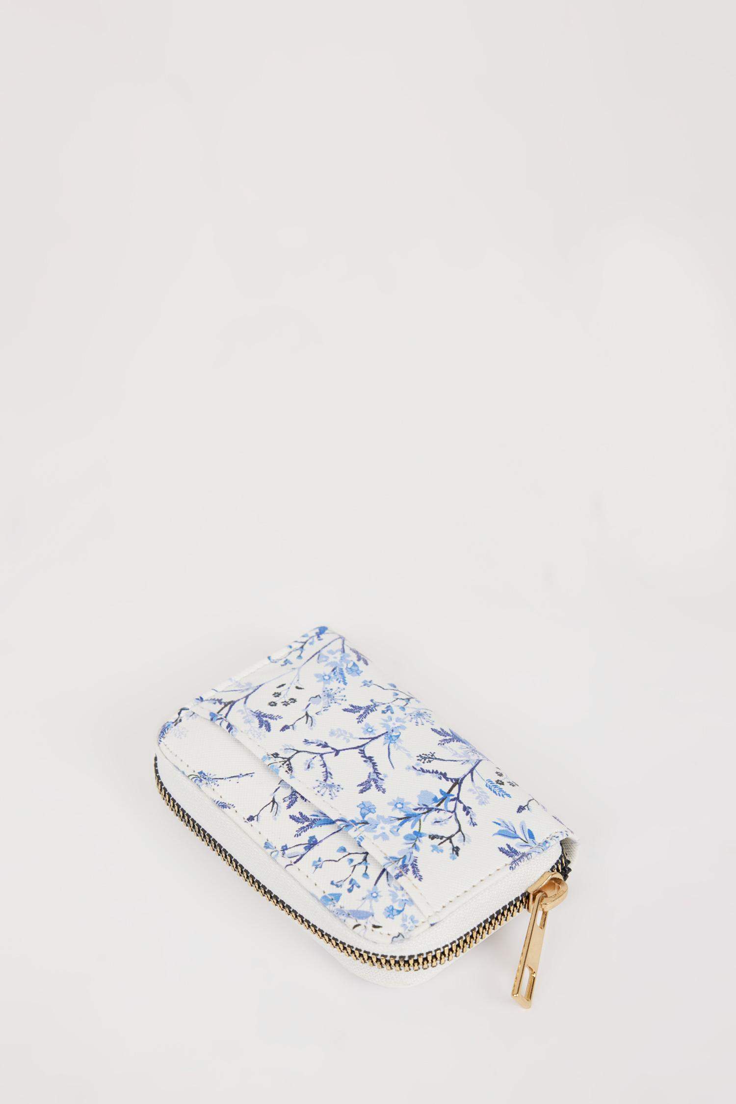 Kadın Çiçekli Suni Deri Bozuk Para Çantası