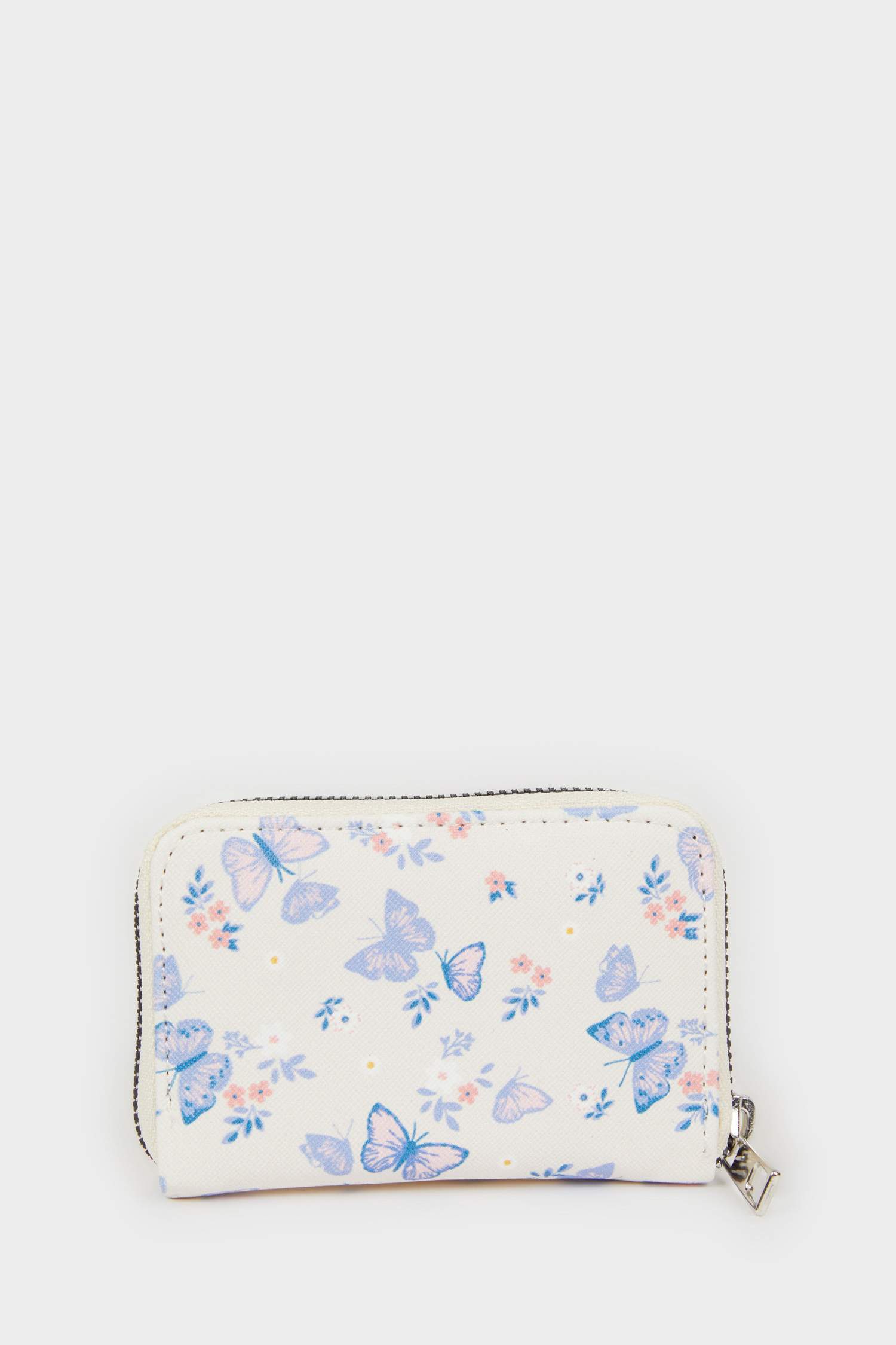 Woman Butterfly Pattern Faux Leather Coin Purse