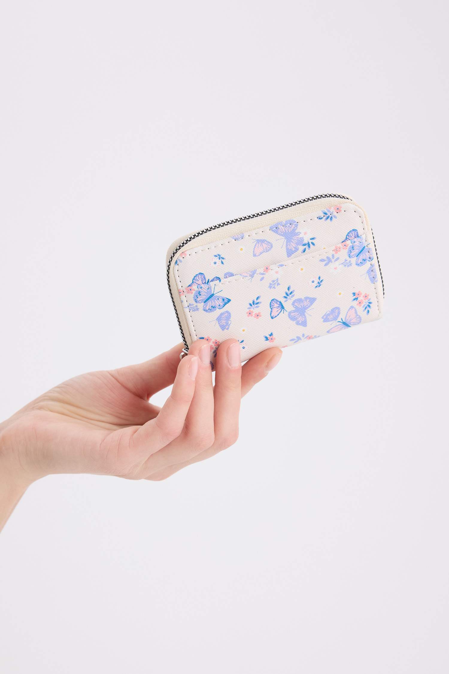 Woman Butterfly Pattern Faux Leather Coin Purse