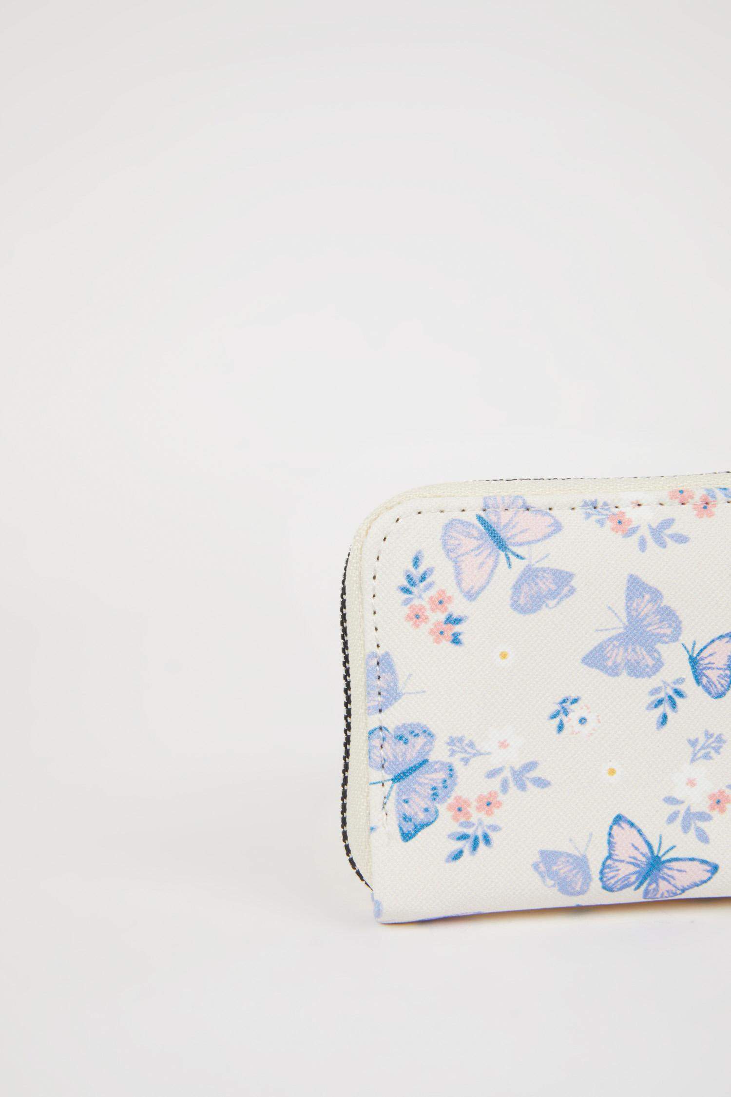 Woman Butterfly Pattern Faux Leather Coin Purse