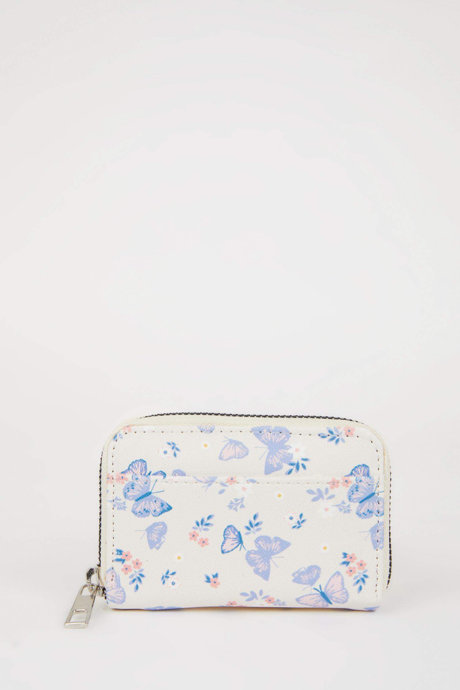 Woman Butterfly Pattern Faux Leather Coin Purse