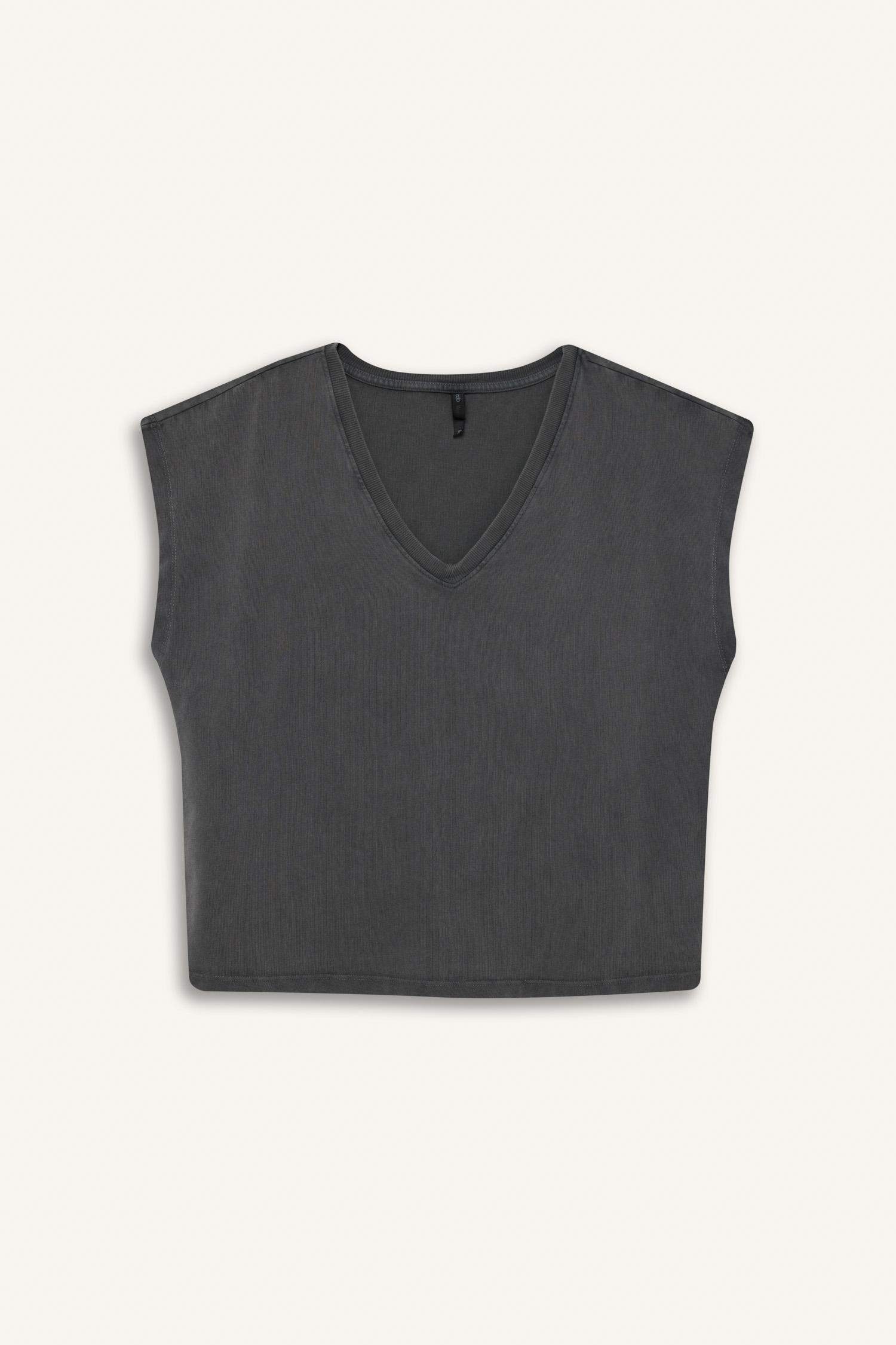 Regular Fit V Yaka Basic Düz Premium Kolsuz Tişört