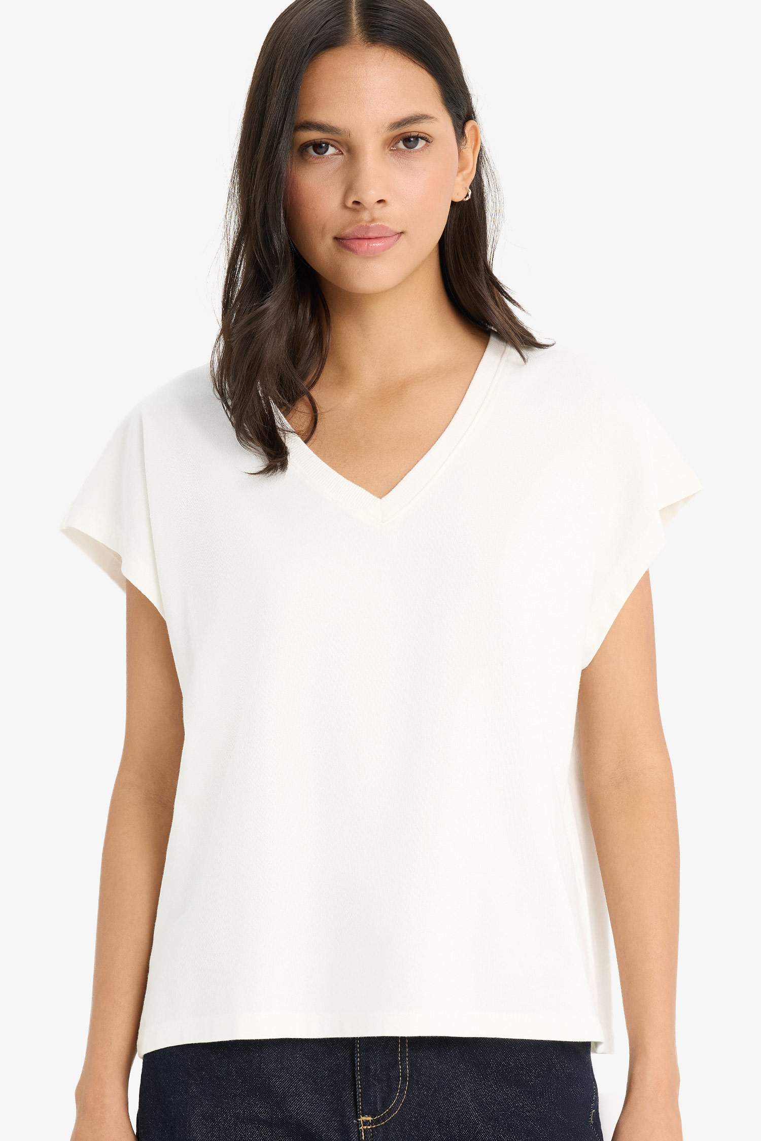 Regular Fit V Yaka Basic Düz Premium Kolsuz Tişört