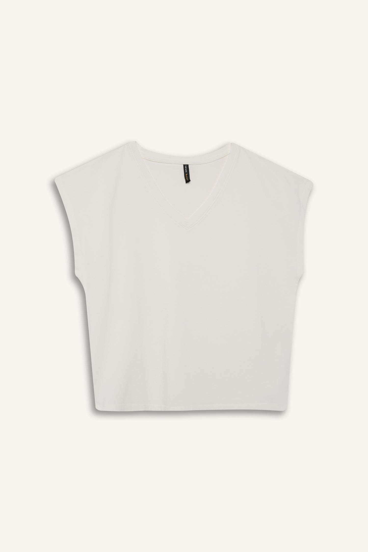 Regular Fit V Yaka Basic Düz Premium Kolsuz Tişört