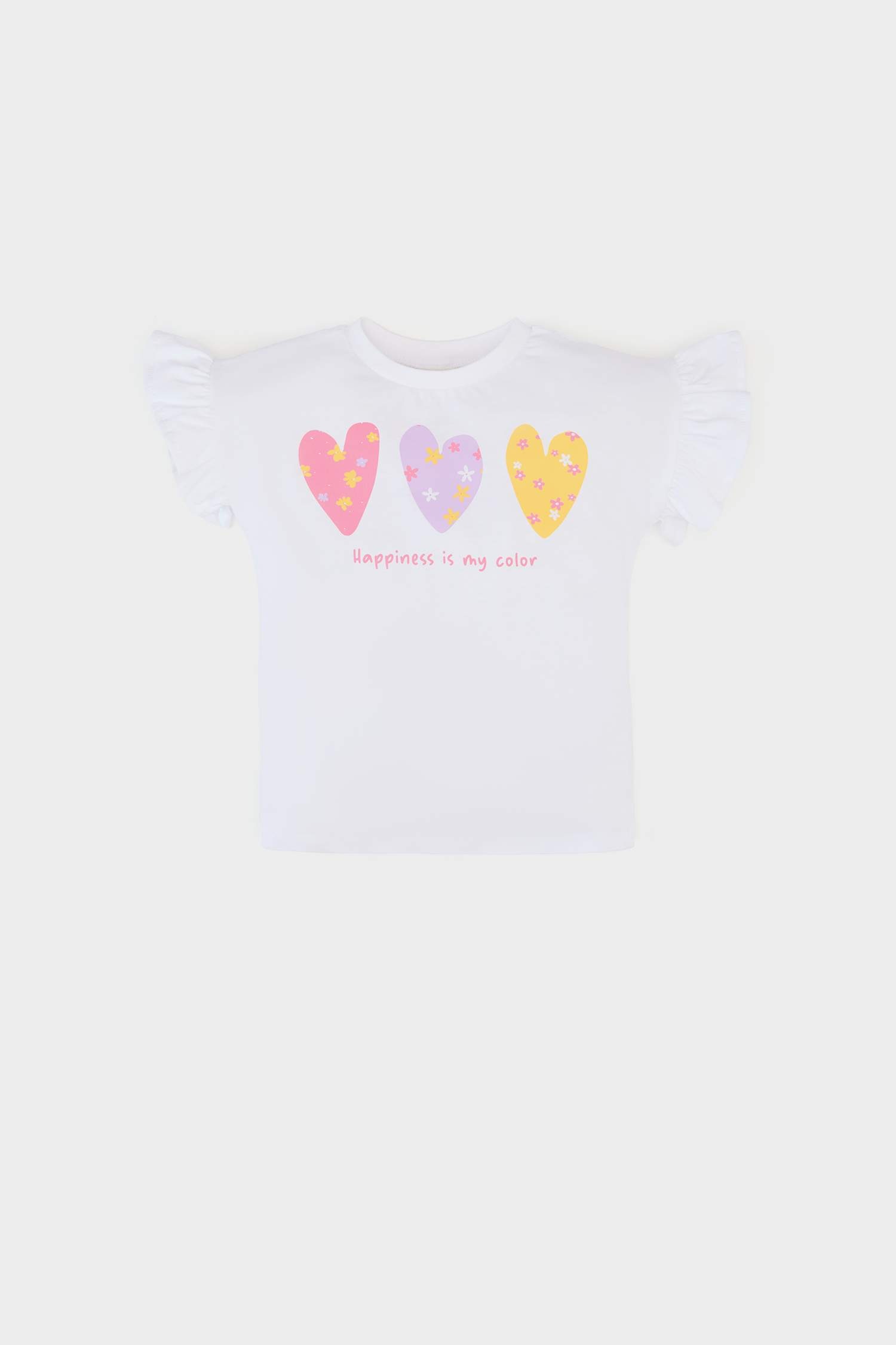 Girl Crew Neck Heart Patterned T-Shirt
