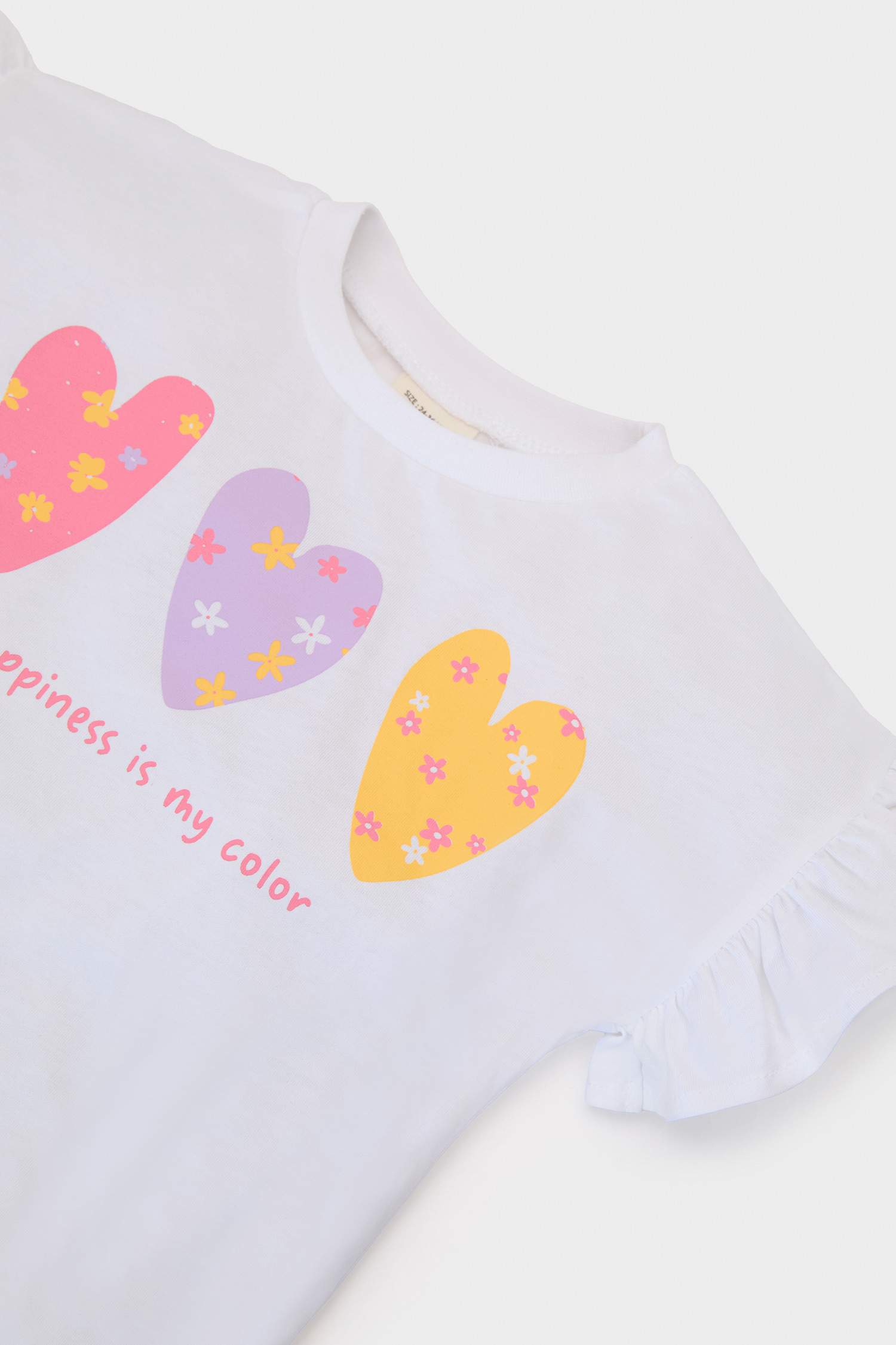 Girl Crew Neck Heart Patterned T-Shirt