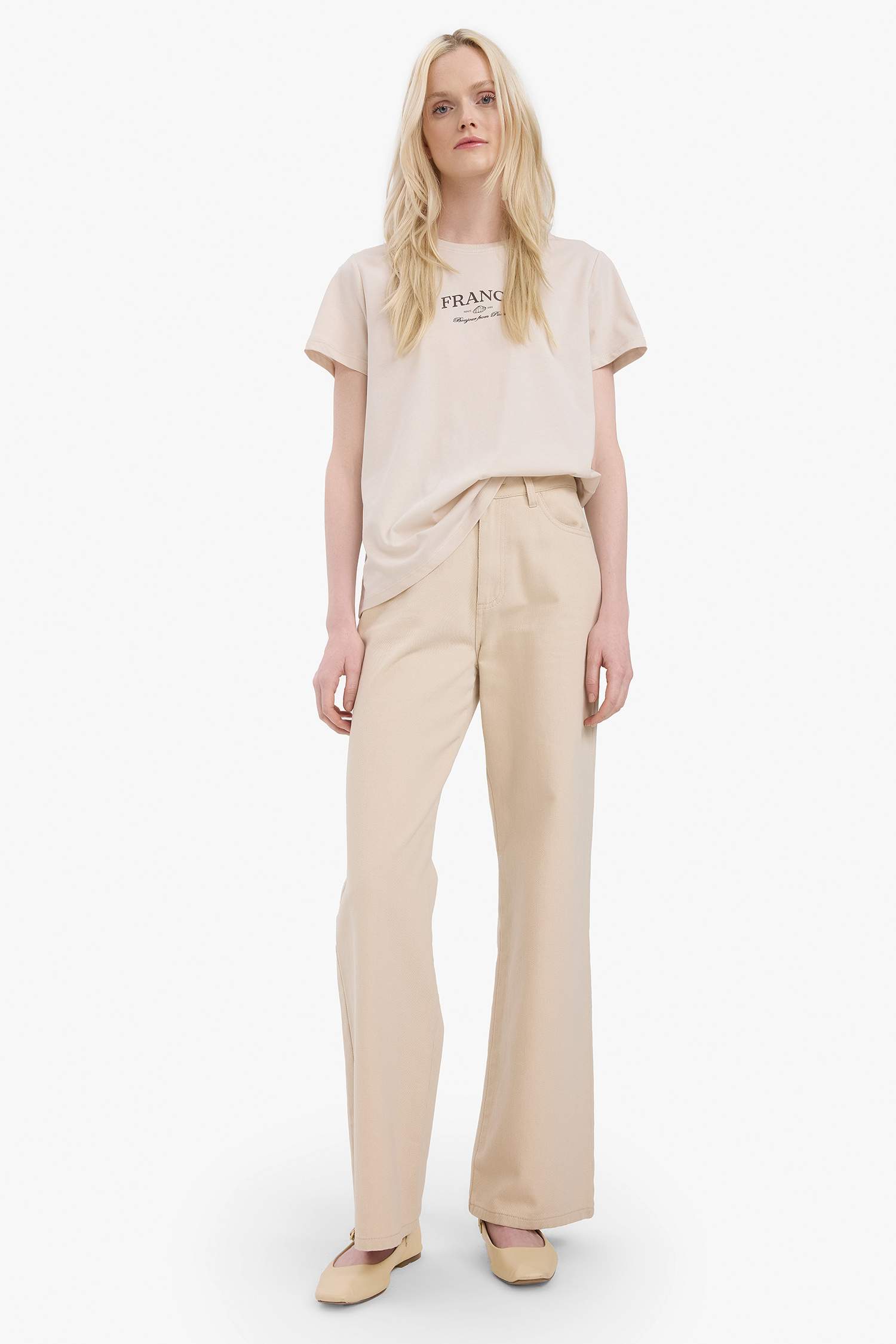 Relax Fit Crew Neck Slogan Printed Cotton Short Sleeve T-Shirt