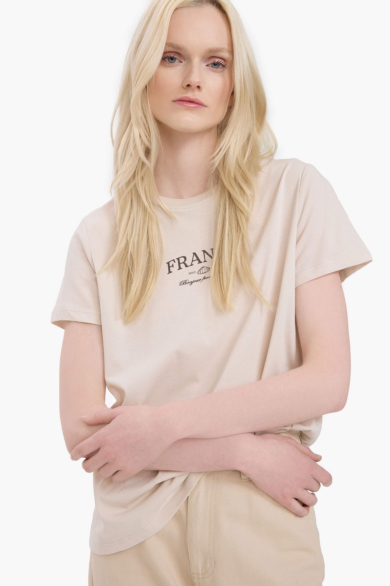 Relax Fit Crew Neck Slogan Printed Cotton Short Sleeve T-Shirt