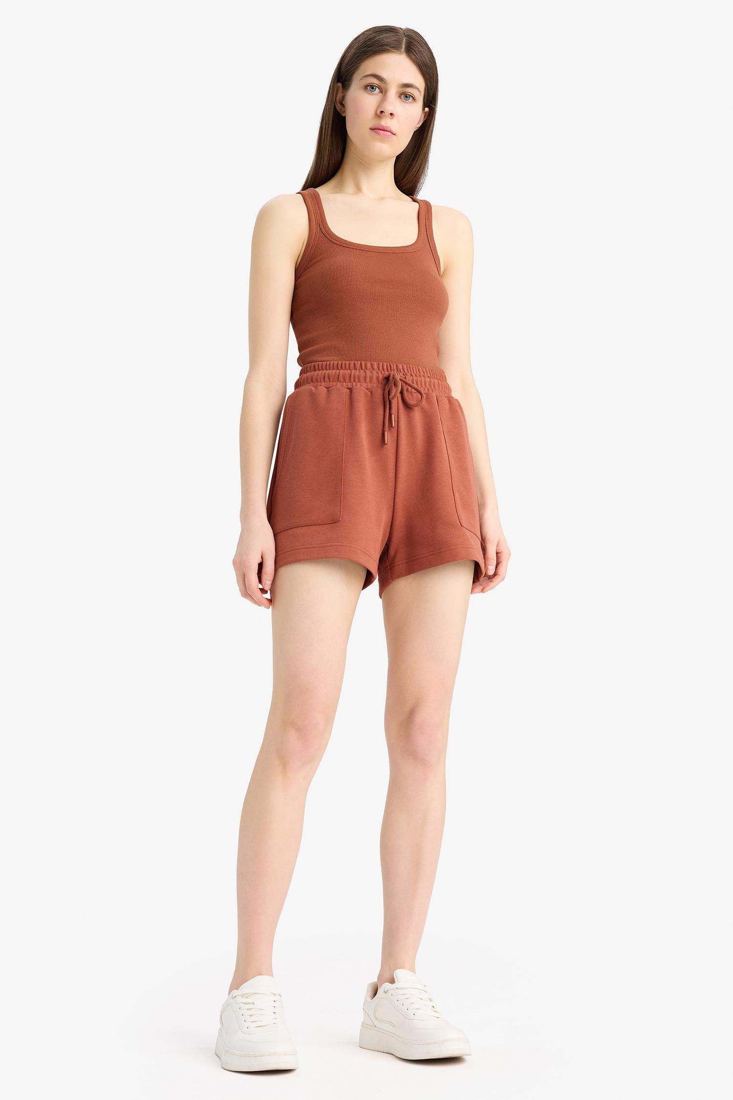 Débardeur slim côtelé basique à col rond