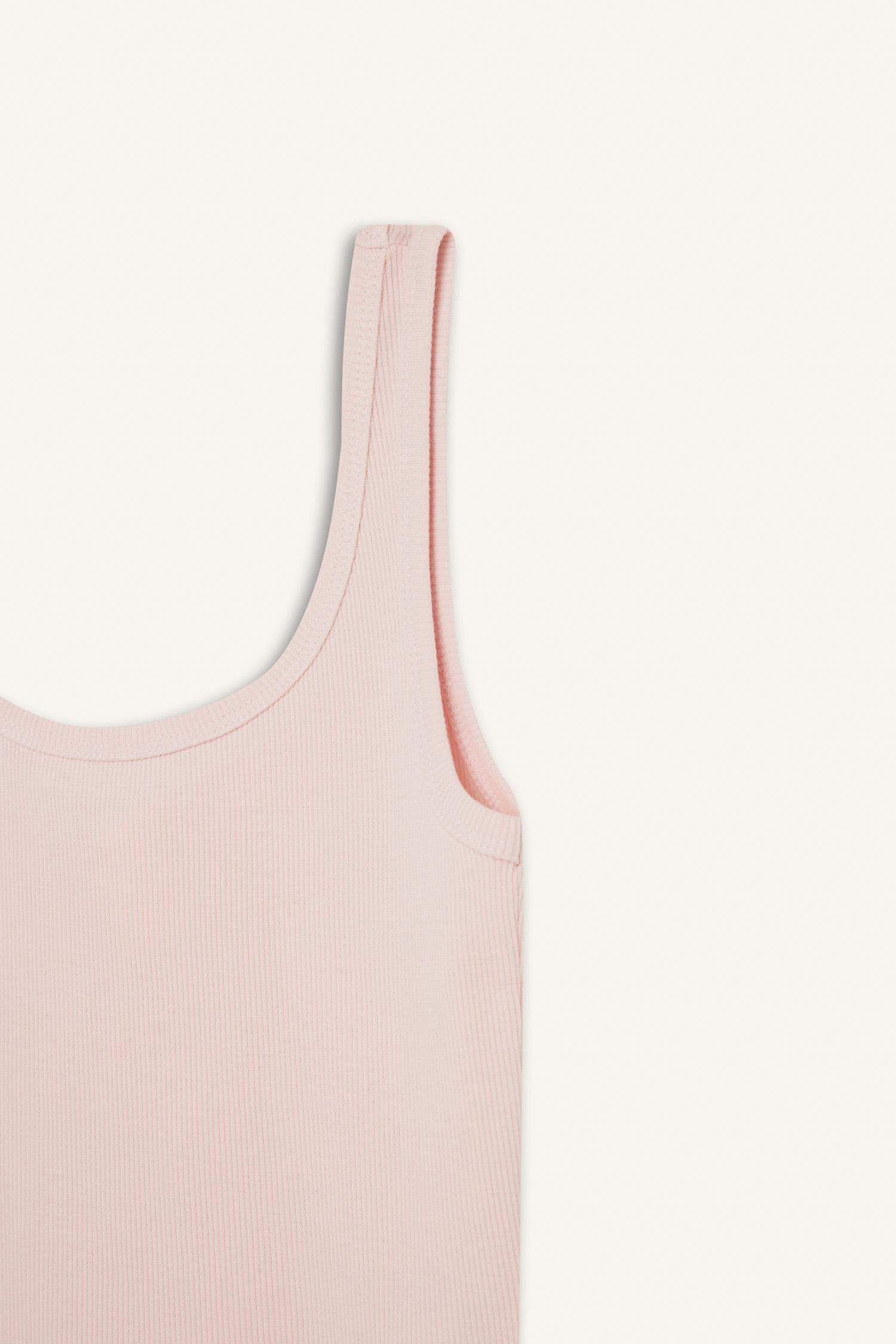 Slim Fit Dar Kesim Basic Düz Yuvarlak Yaka Fitilli Kaşkorse Atlet