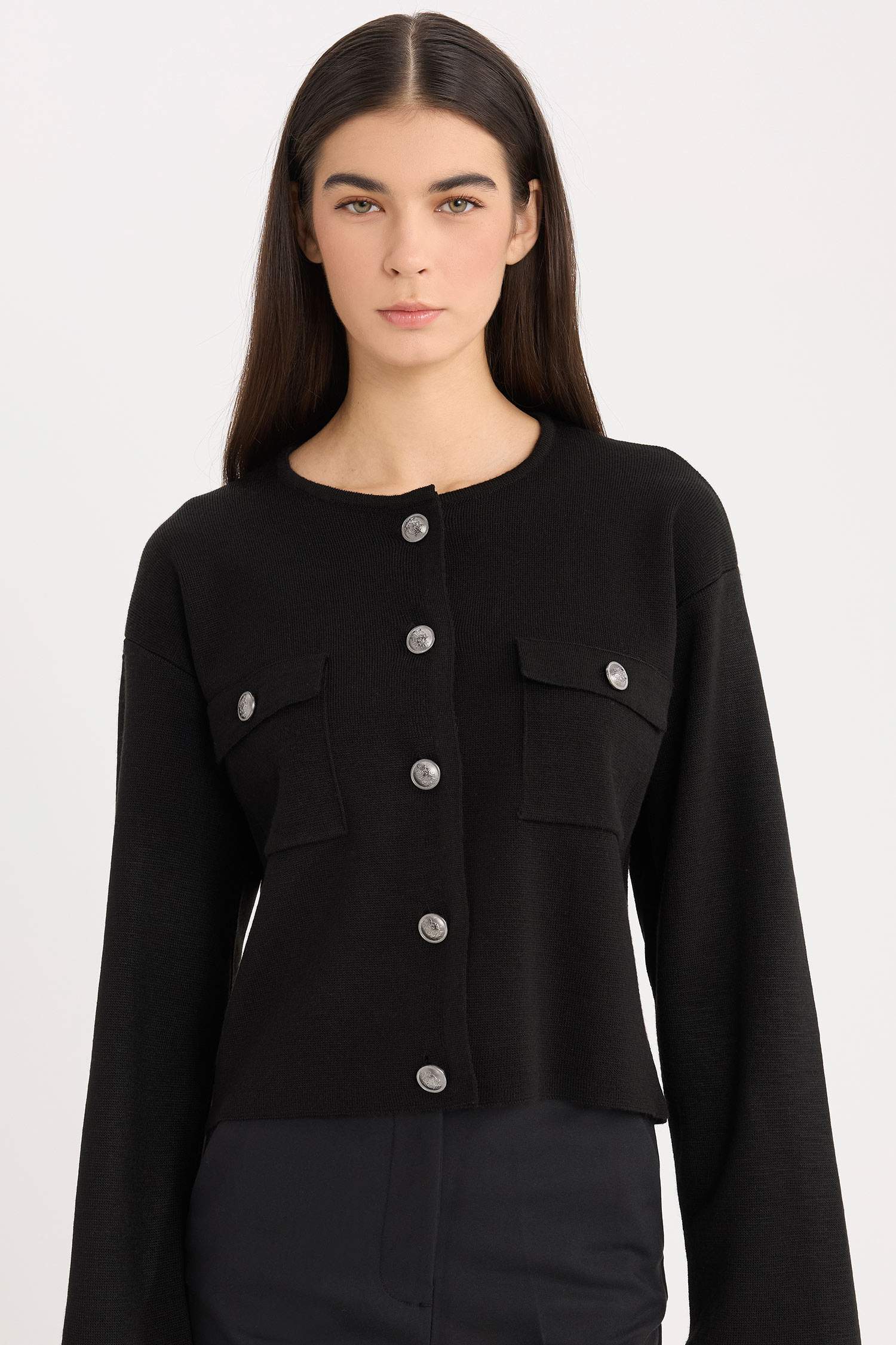 Regular Fit Crew Neck Cardigan