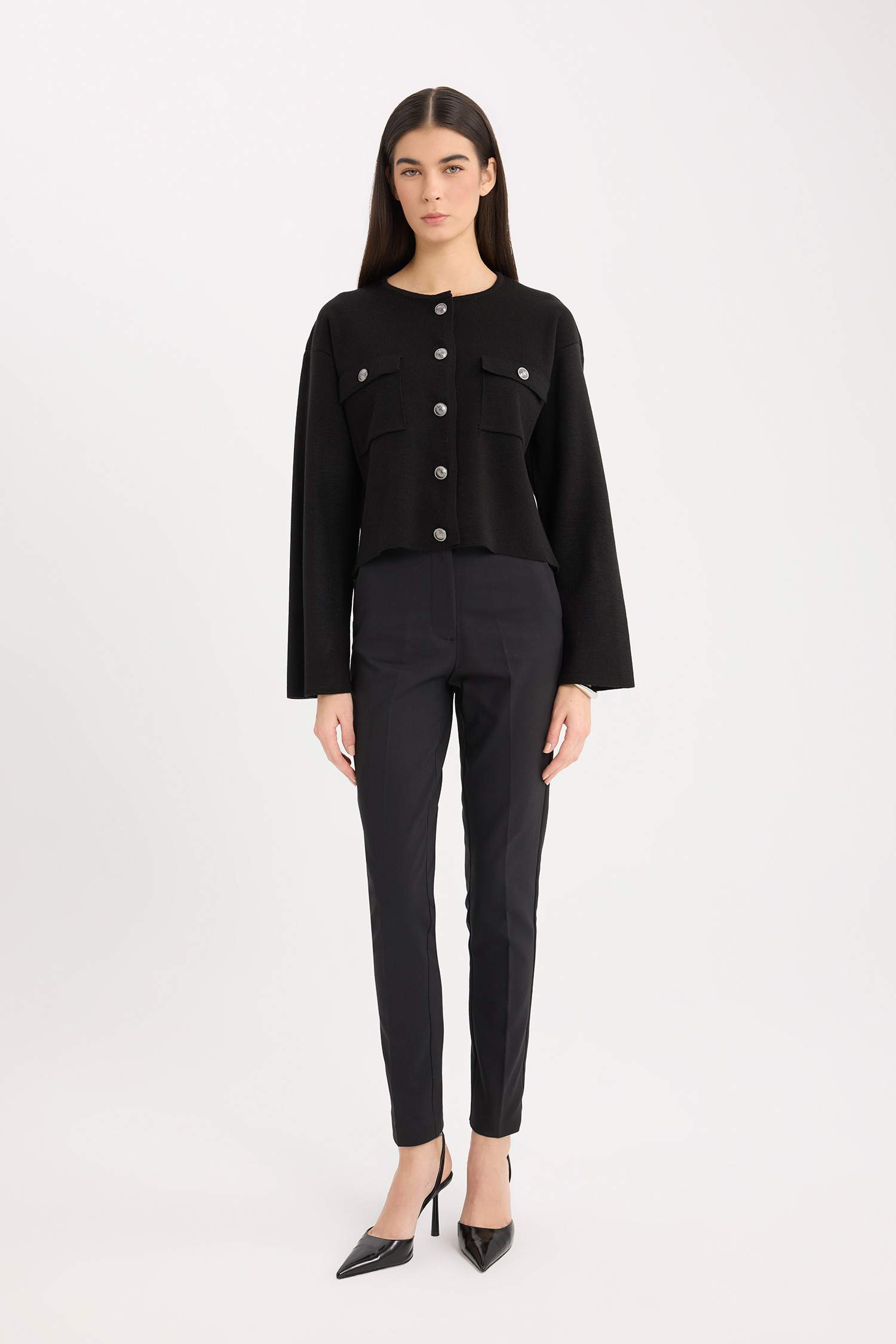 Regular Fit Crew Neck Cardigan