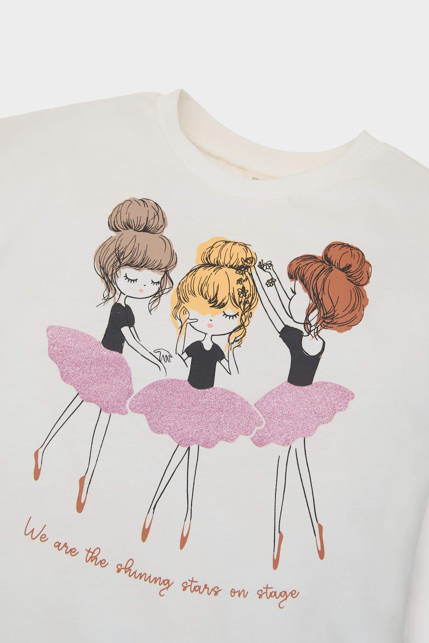 Kız Bebek 2'li Takım Balerin Baskılı Uzun Kollu Tişört Beli Lastikli Tayt