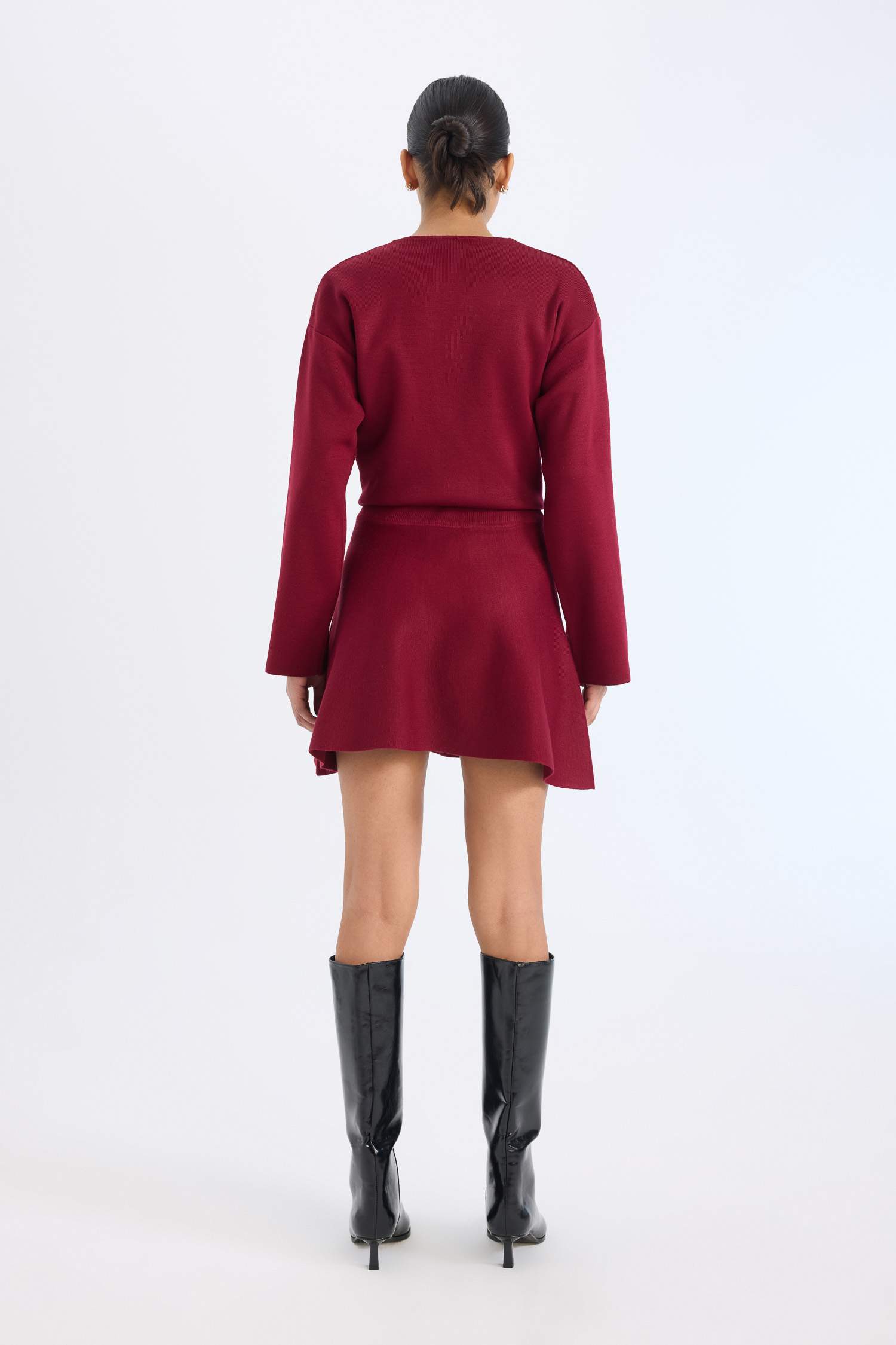 A Form Volanlı Triko Mini Etek