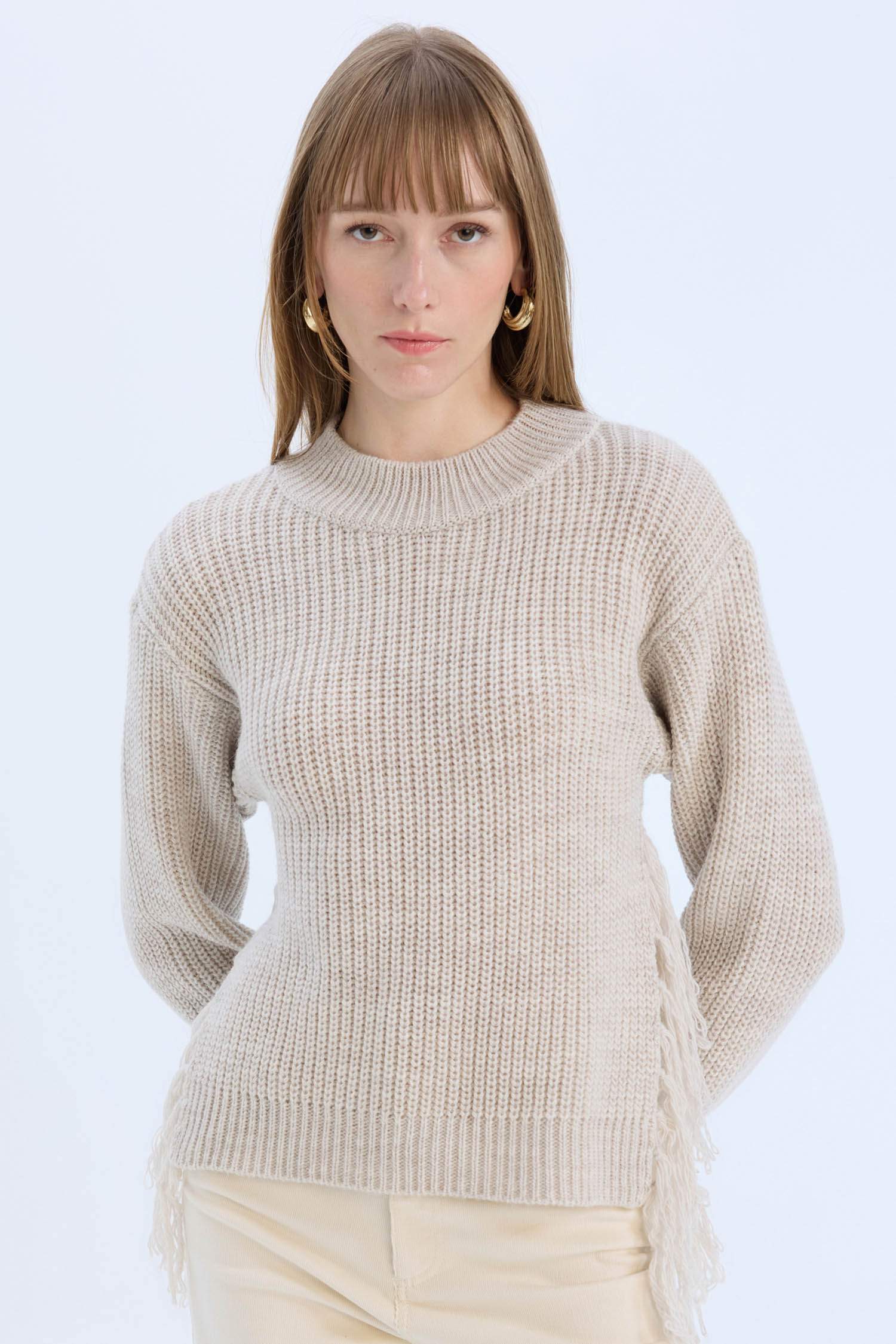 Relax Fit Half Turtleneck Selanik Fabric Pullover