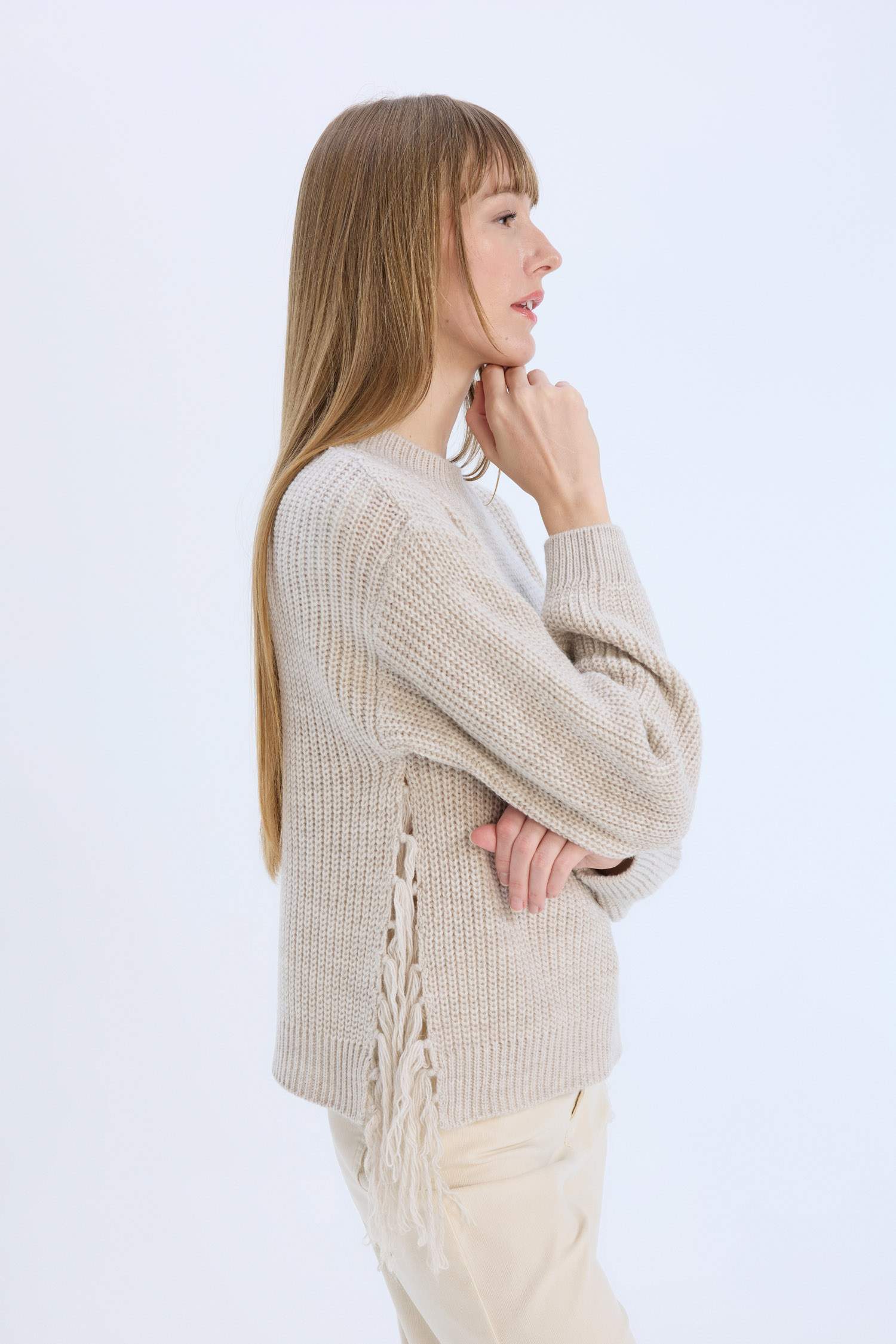 Relax Fit Half Turtleneck Selanik Fabric Pullover