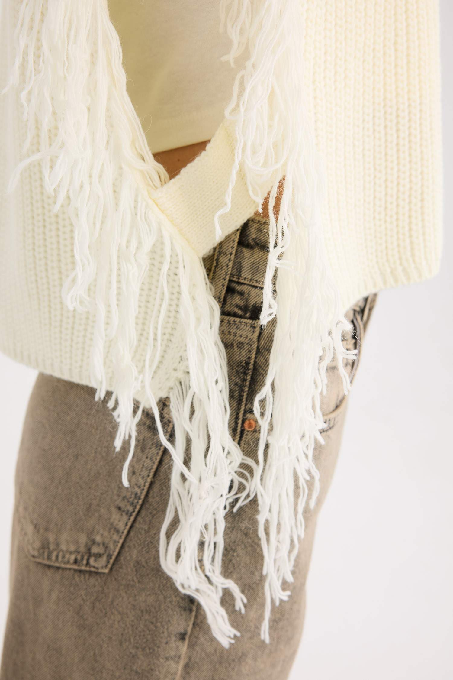 يلك صوف مكشكش محاك قصة مريحة بياخة مستديرة