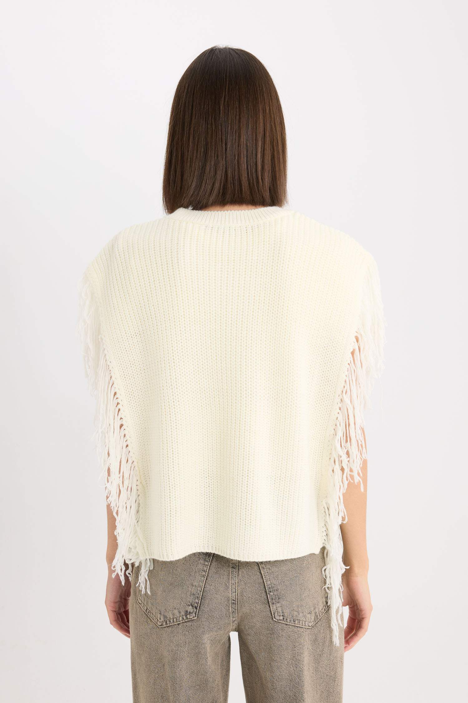 يلك صوف مكشكش محاك قصة مريحة بياخة مستديرة