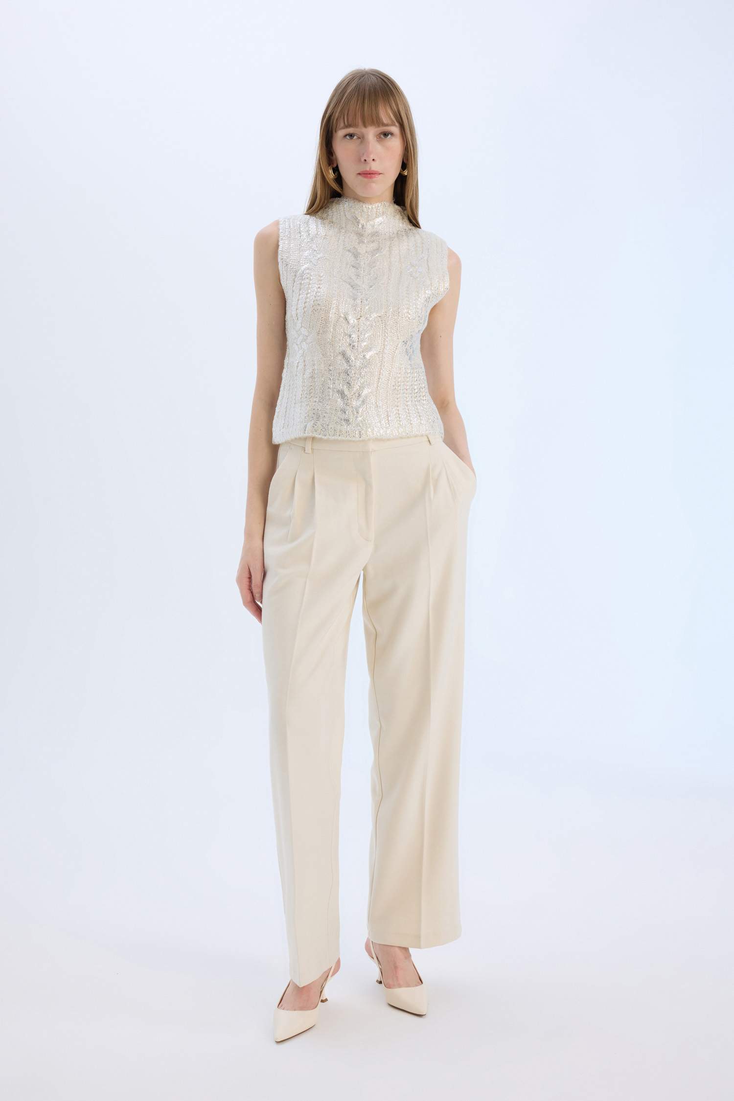 Regular Fit Yarım Balıkçı Yaka Parlak Triko Süveter