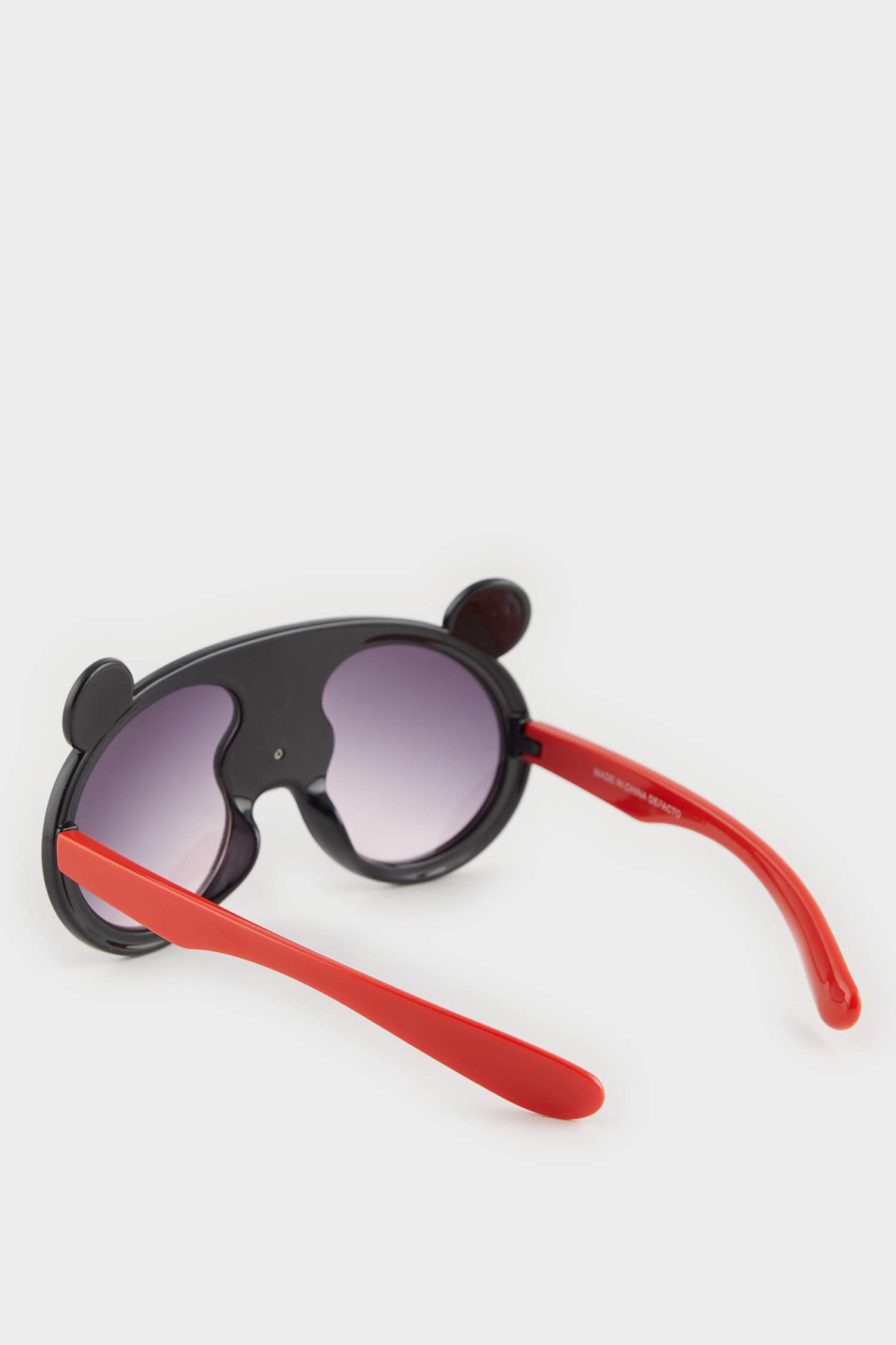 Lunettes de soleil rondes cadre en plastique noir motif ourson pour garçon