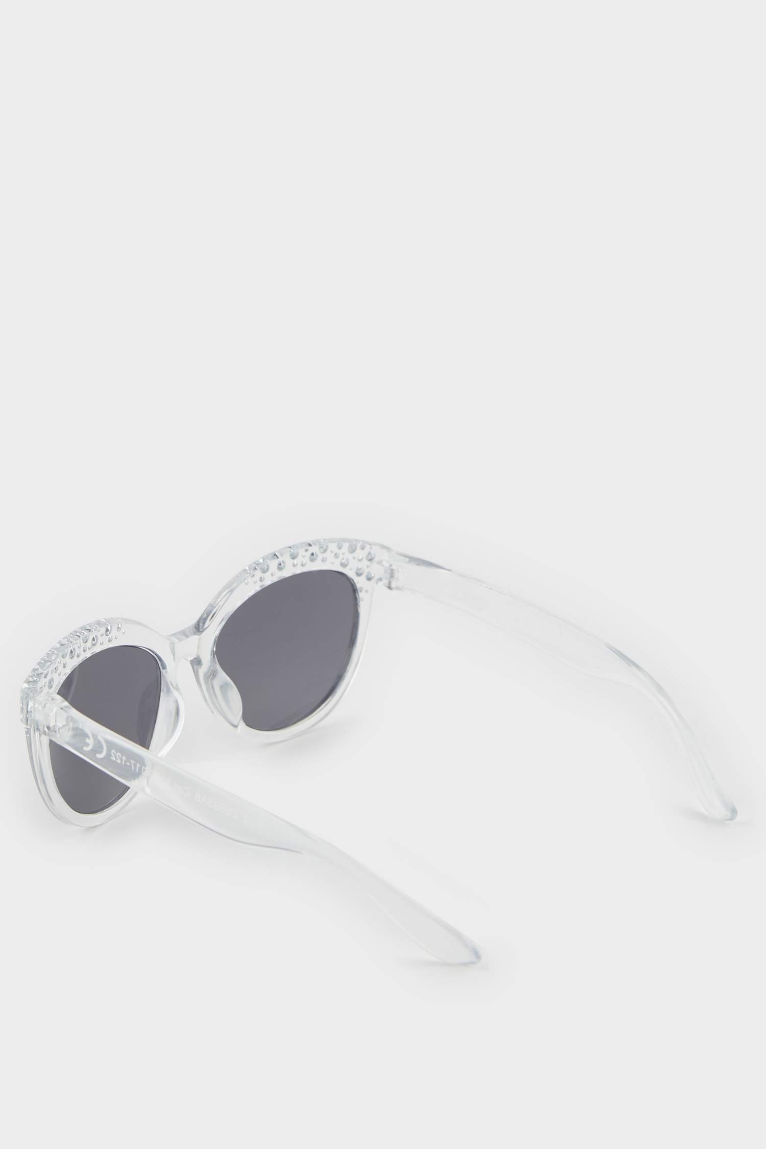 Lunettes de soleil cadre en plastique transparent à strass pour fille