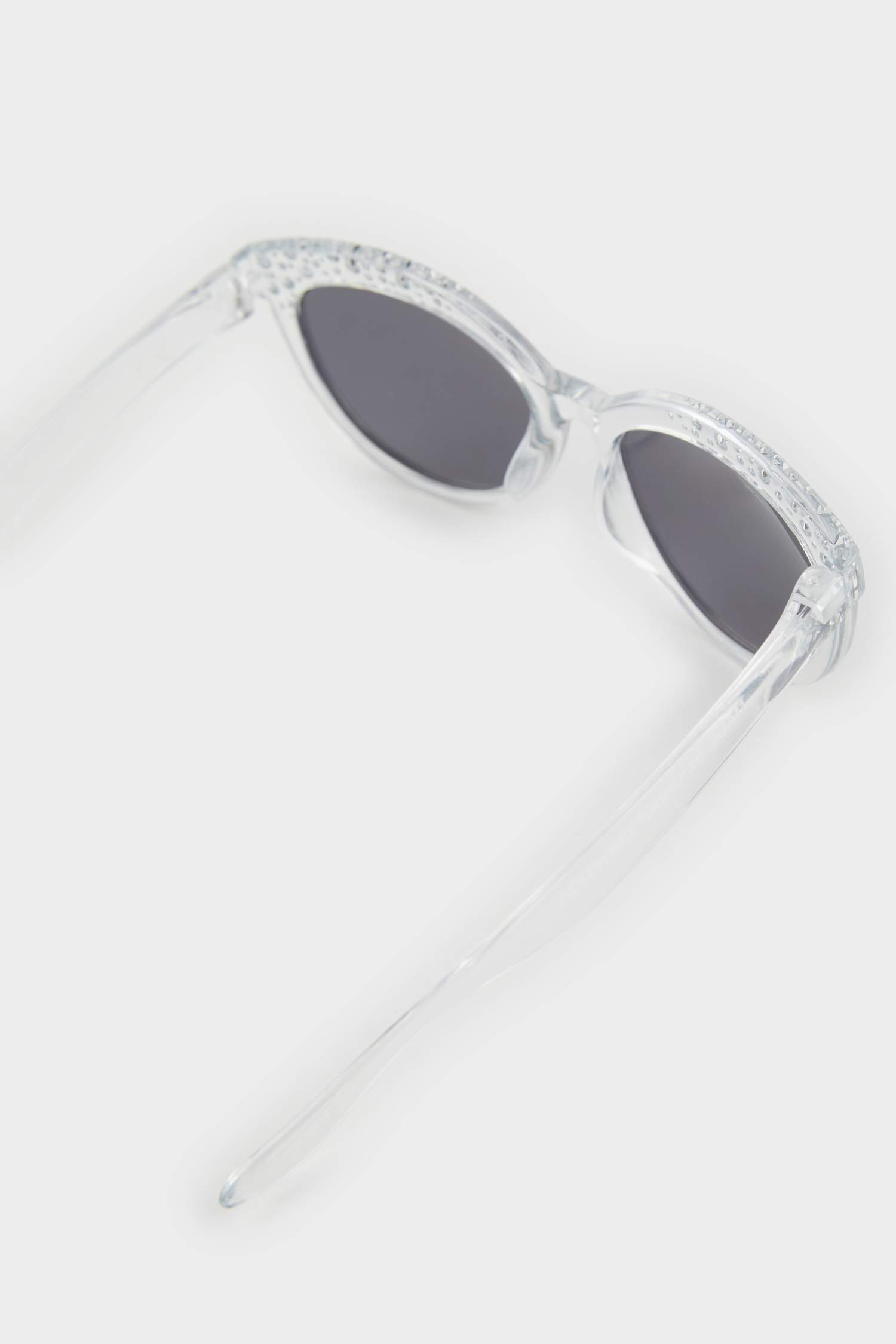 Lunettes de soleil cadre en plastique transparent à strass pour fille