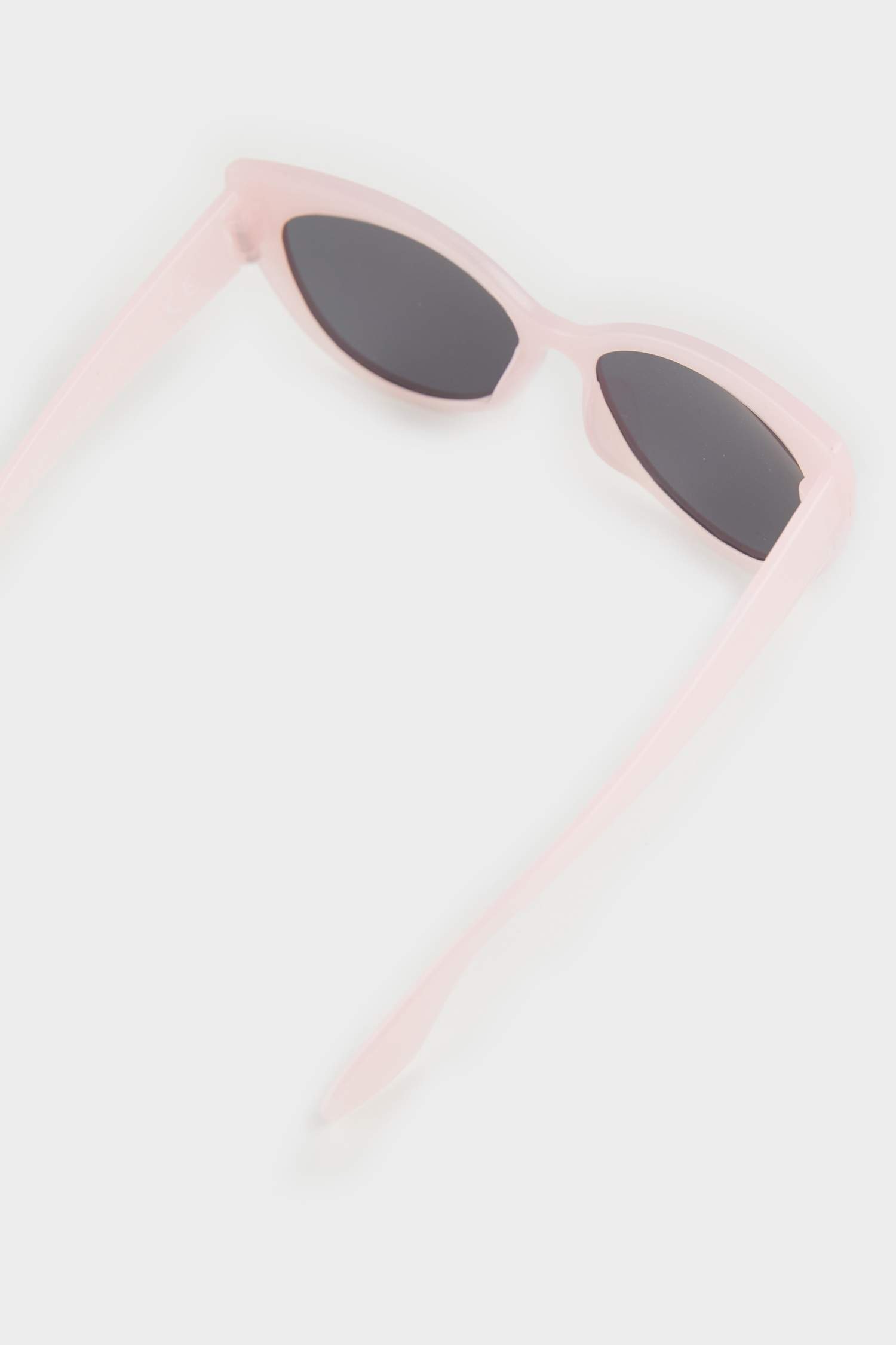 Детские солнцезащитные очки с розовой пластиковой оправой в форме кошачьих глаз с черными стеклами и УФ-защитой