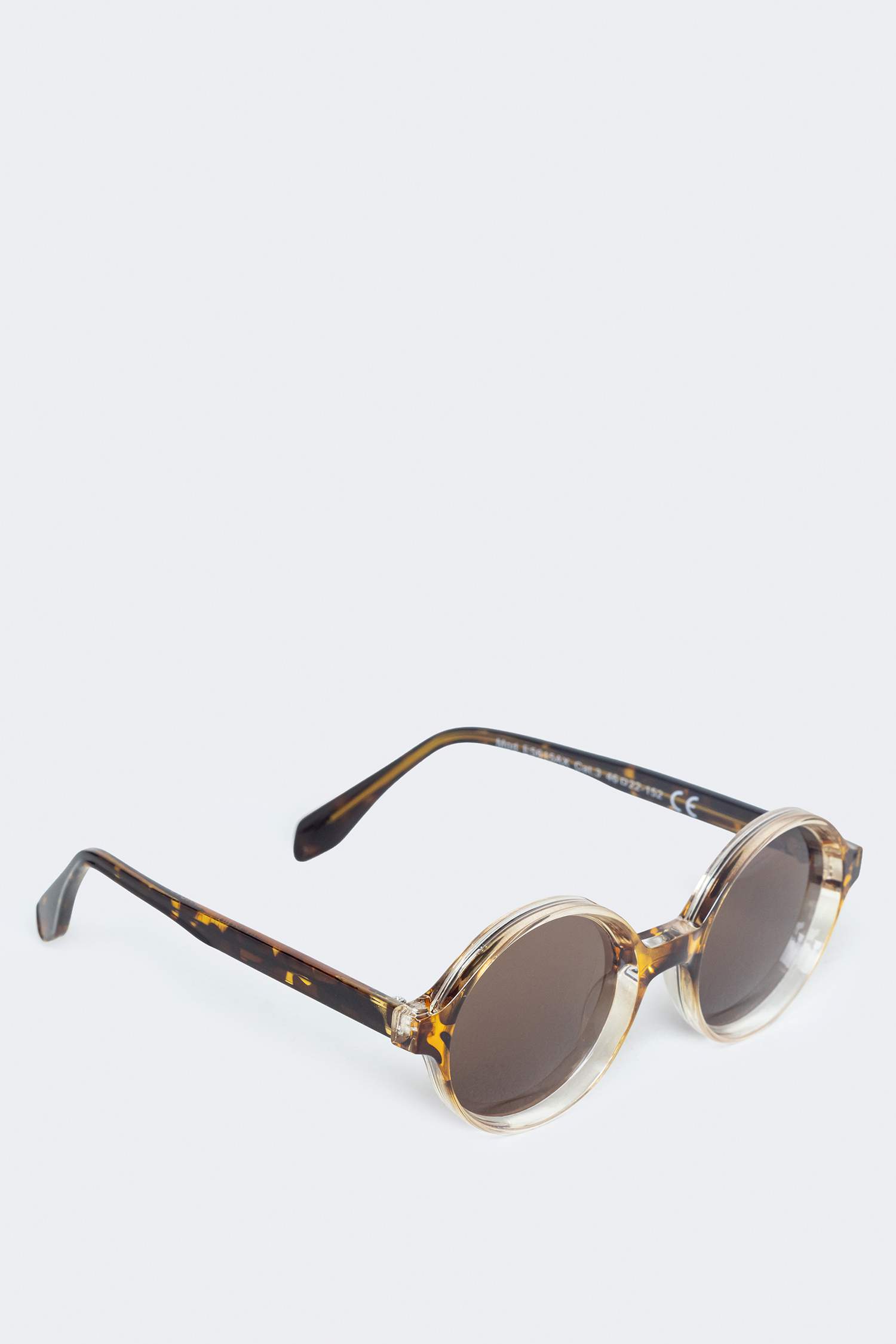 Man Round Brown Plastic Frame Brown Lens Sunglasses