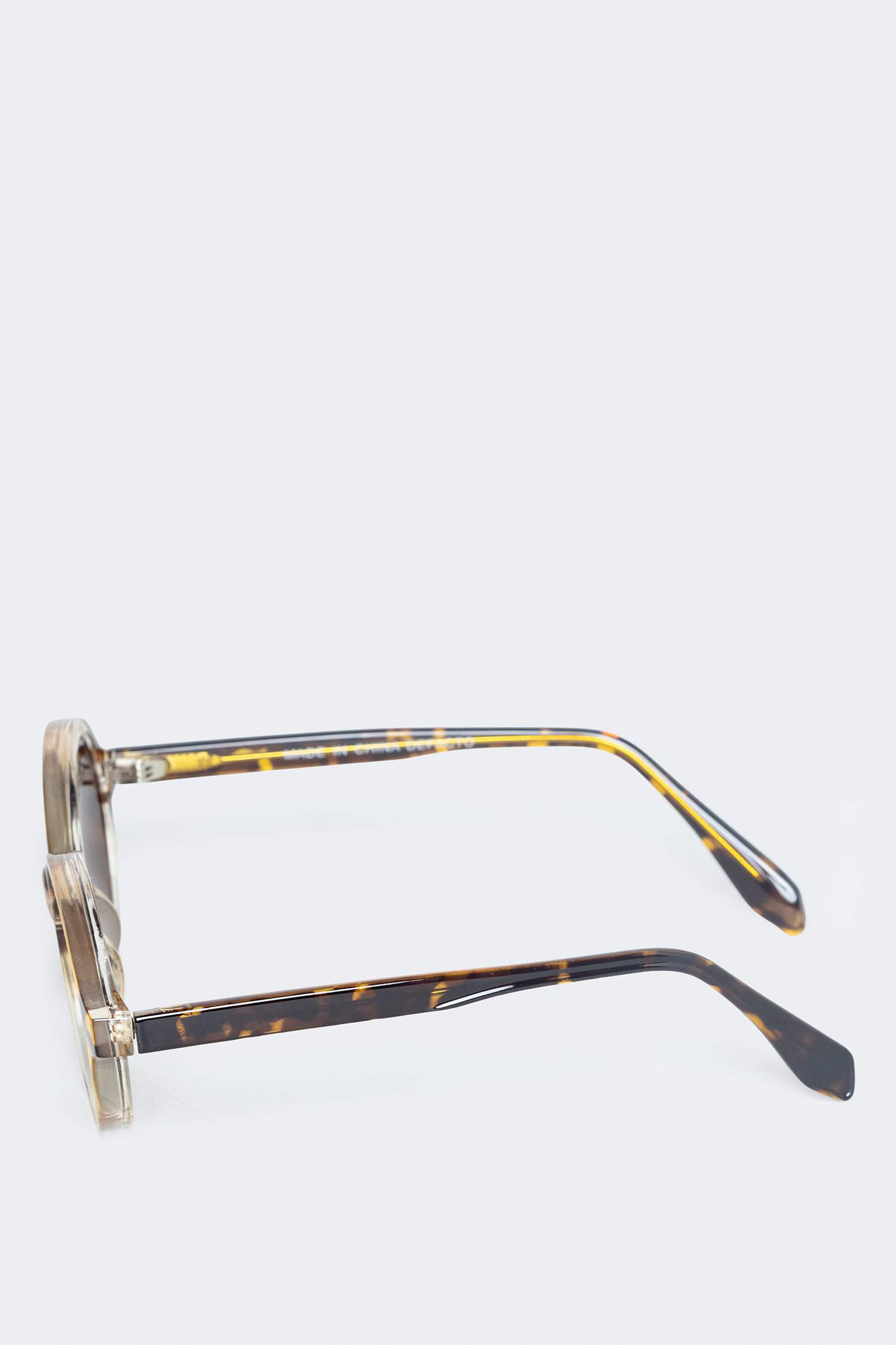 Man Round Brown Plastic Frame Brown Lens Sunglasses