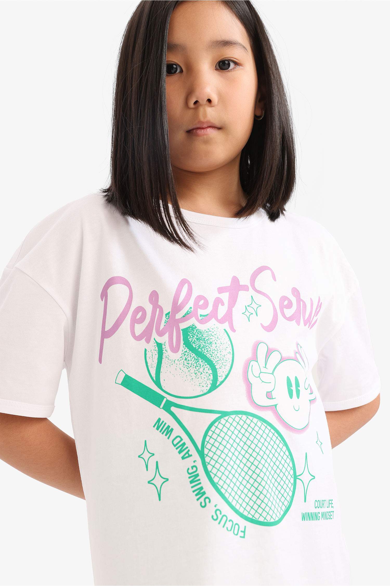 Kız Çocuk 2'li Takım Baskılı Kısa Kollu Tişört Biker Tayt