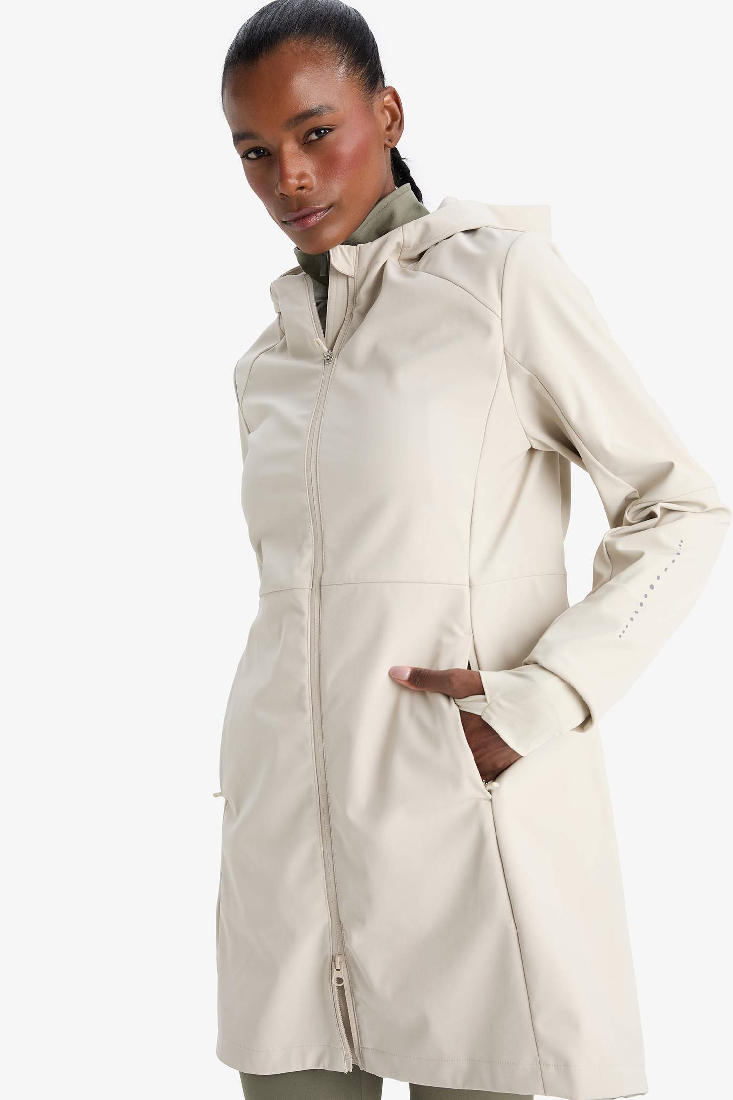 معطف سليم فيت بغطاء للرأس طارد للماء من DeFactoFit