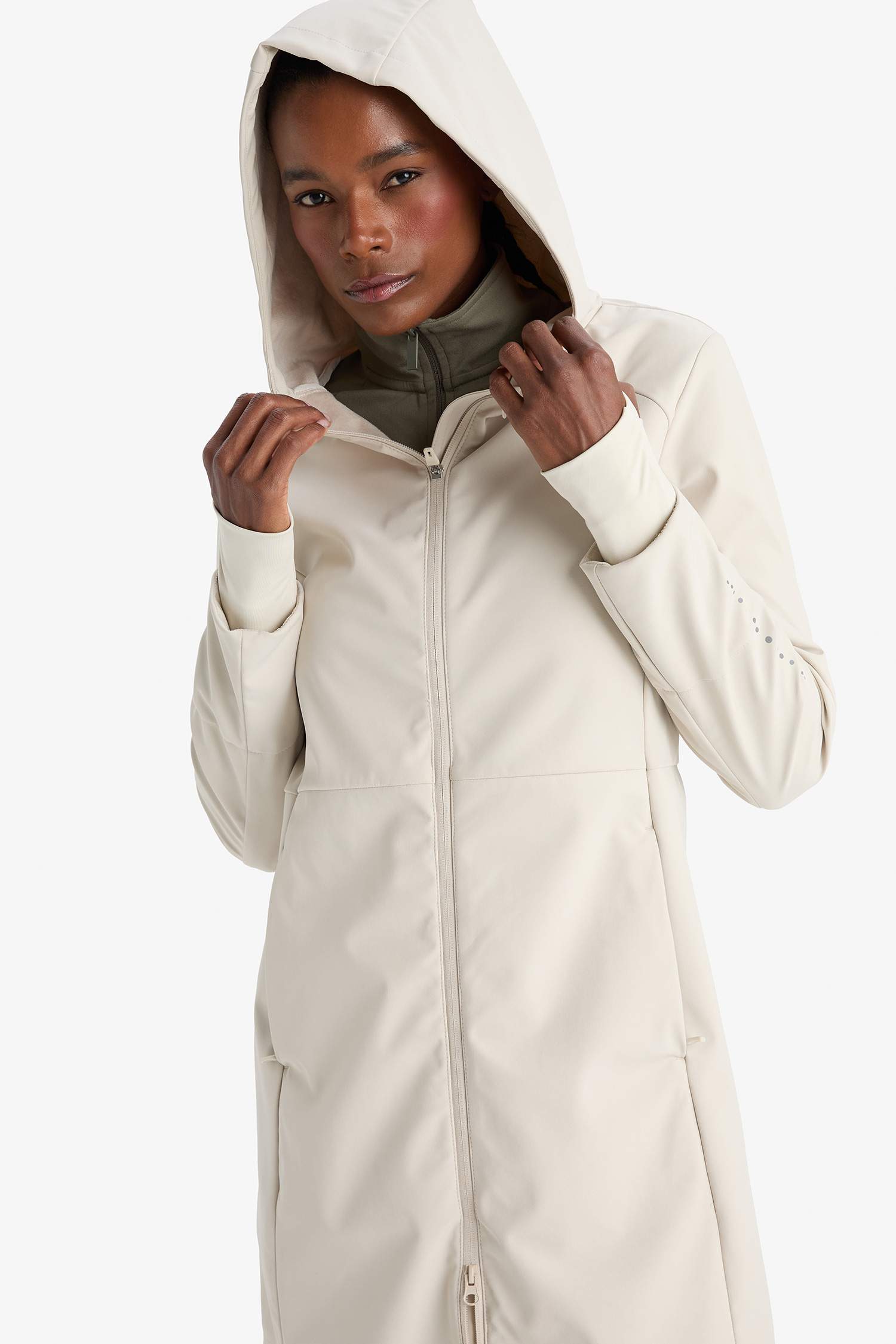 معطف سليم فيت بغطاء للرأس طارد للماء من DeFactoFit