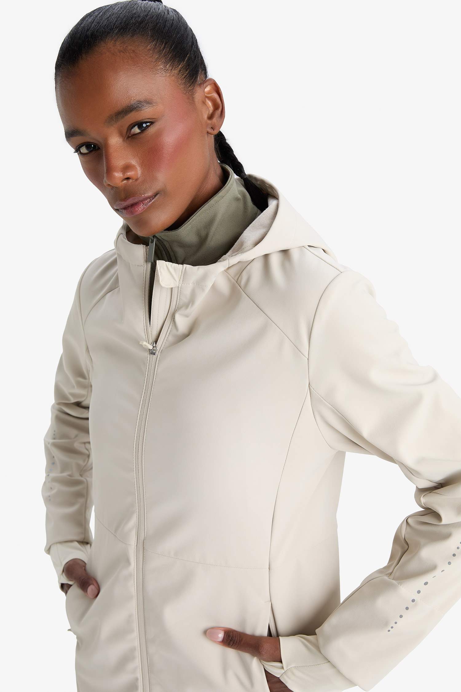 معطف سليم فيت بغطاء للرأس طارد للماء من DeFactoFit