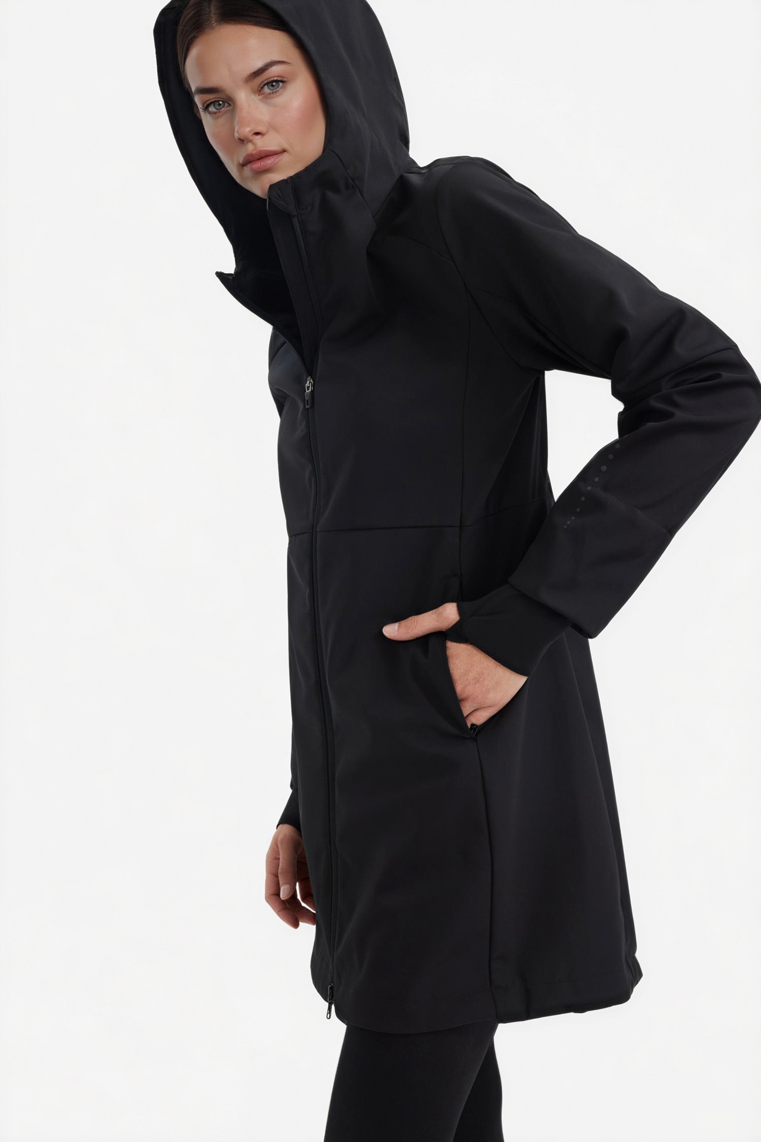 DeFacto Rüzgar Geçirmez Su İtici Softshell Slim Fit Dar Kesim Kapüşonlu Fermuarlı Cepli Parka görsel 4