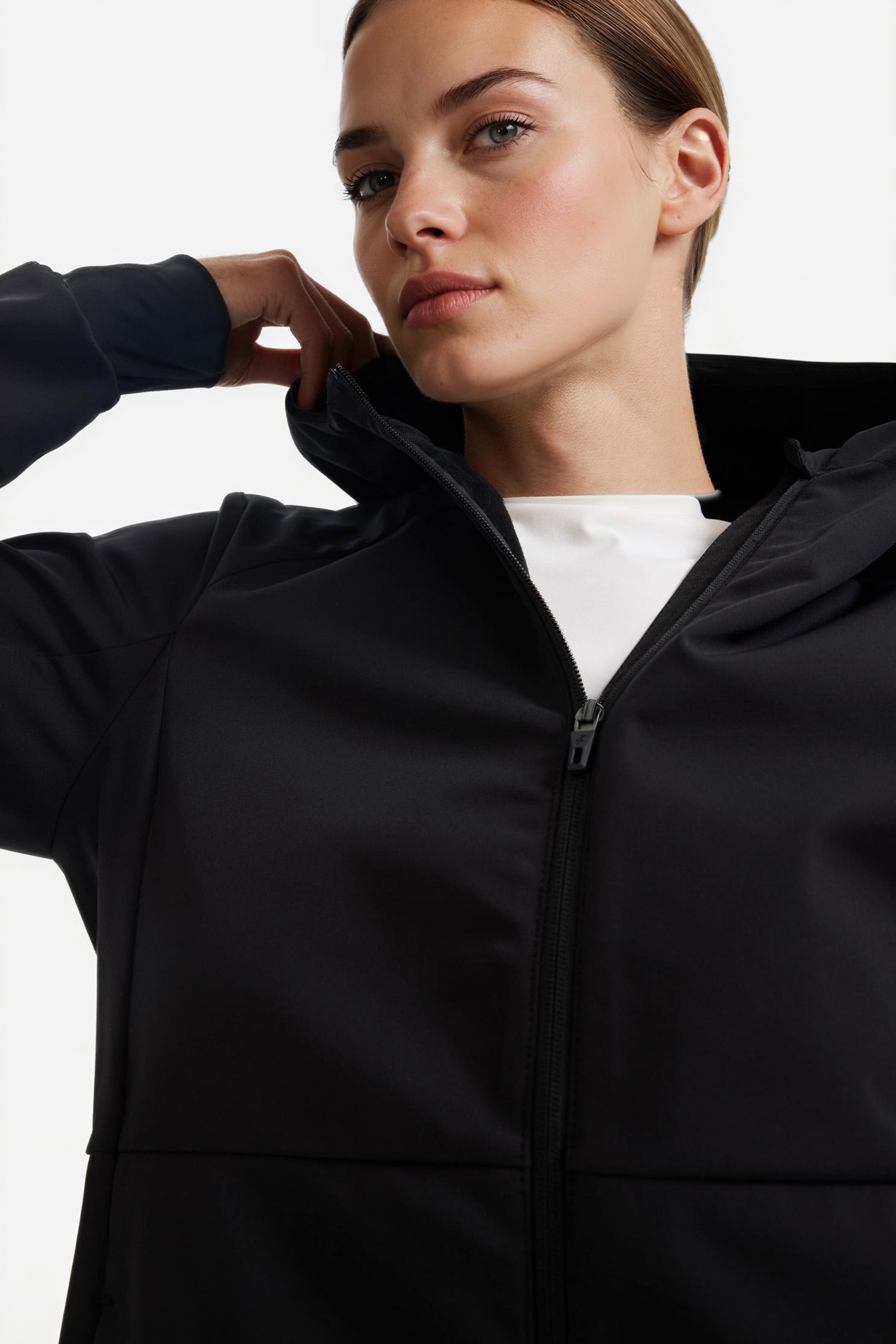 DeFacto Rüzgar Geçirmez Su İtici Softshell Slim Fit Dar Kesim Kapüşonlu Fermuarlı Cepli Parka görsel 6