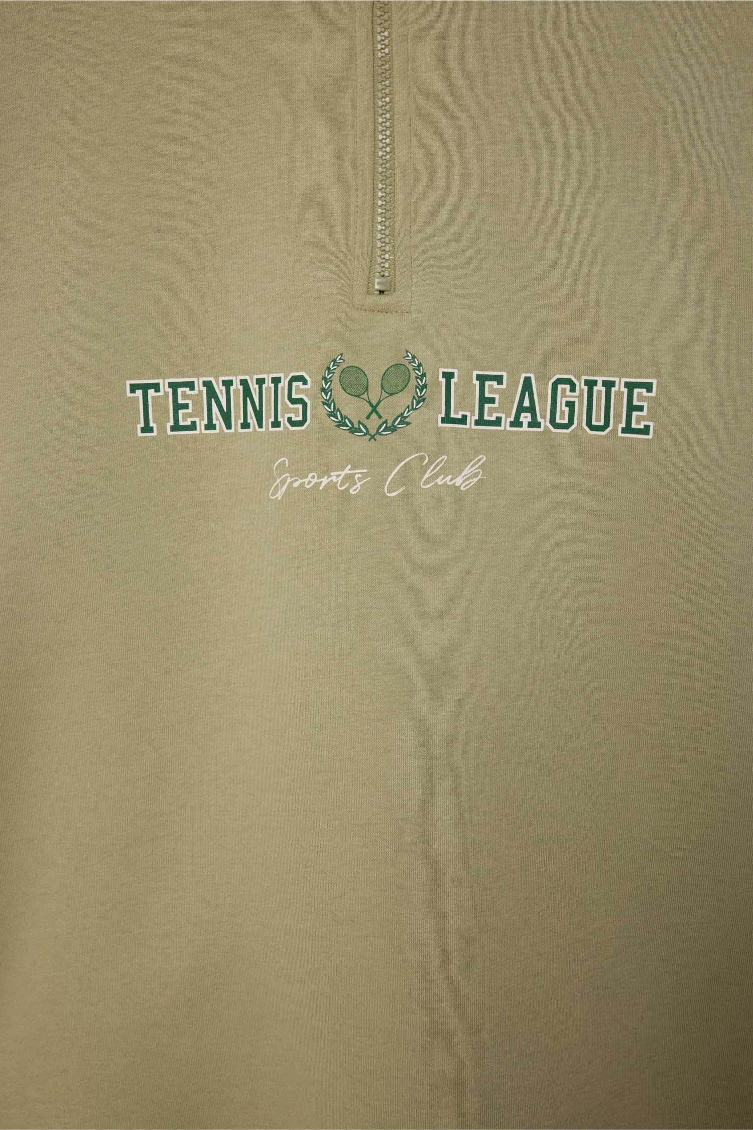 Oversize Geniş Kalıp Fermuarlı Dik Yaka Baskılı Kalın Sporcu Sweatshirt