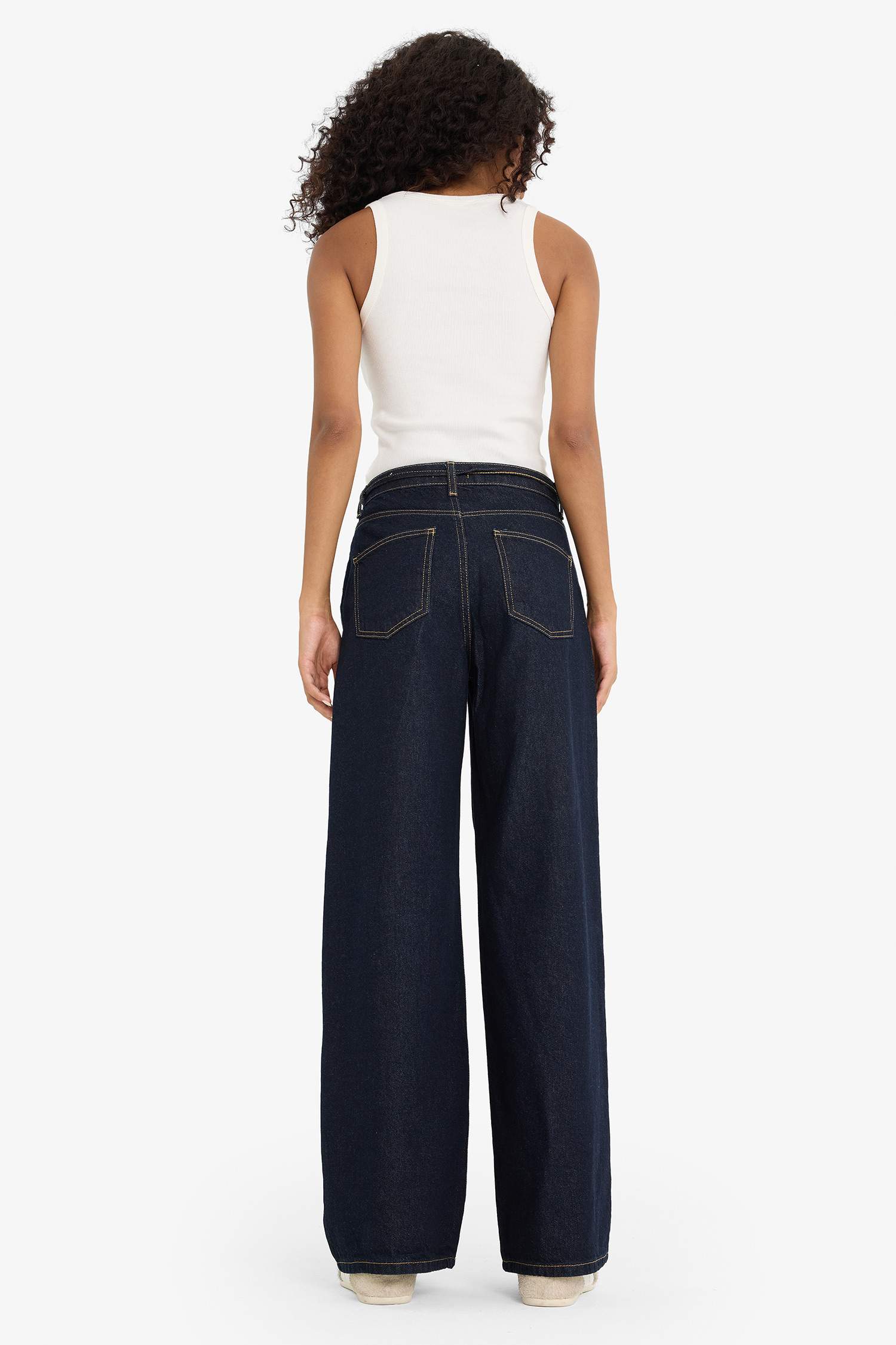 Wide Leg Geniş Paça Bağcıklı Uzun Jean Pantolon