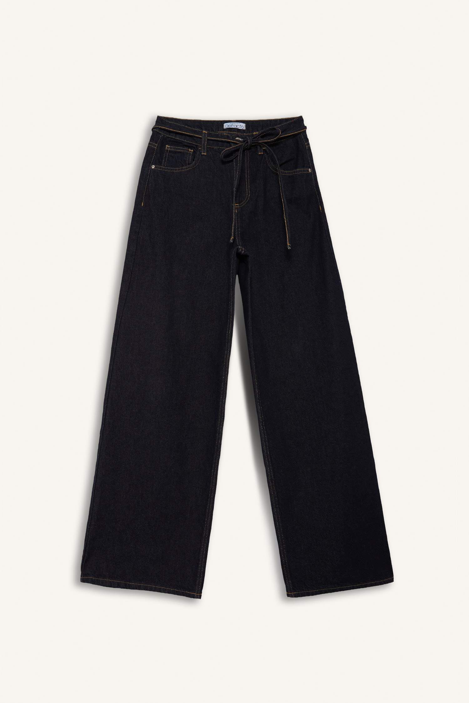 Wide Leg Geniş Paça Bağcıklı Uzun Jean Pantolon