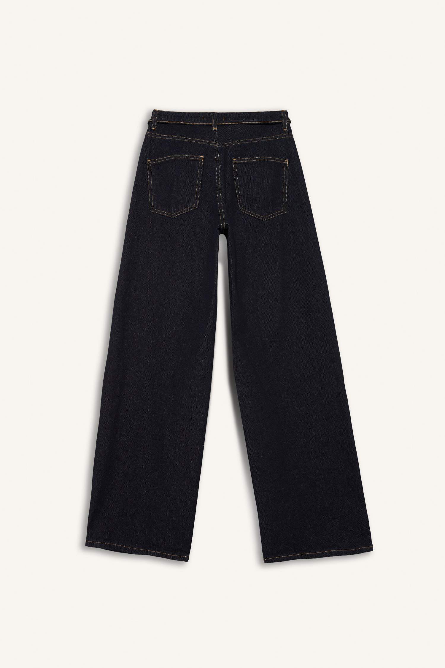 Wide Leg Geniş Paça Bağcıklı Uzun Jean Pantolon